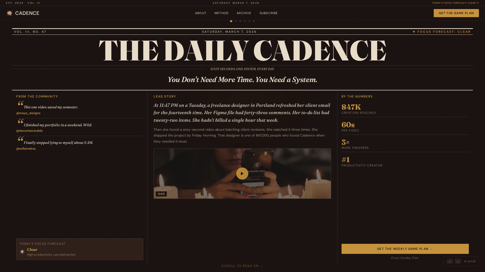 Productivity & Time Management Content Blog Website Template