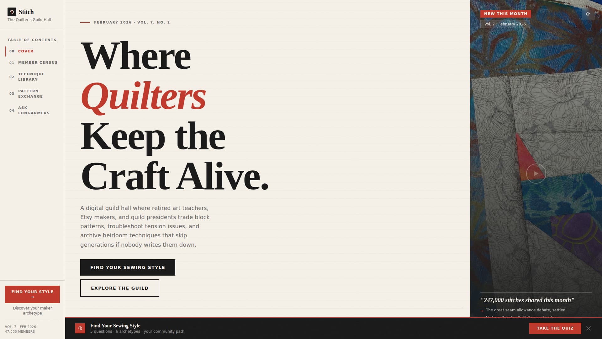 Quilting & Sewing Content Advanced Blog Website Template