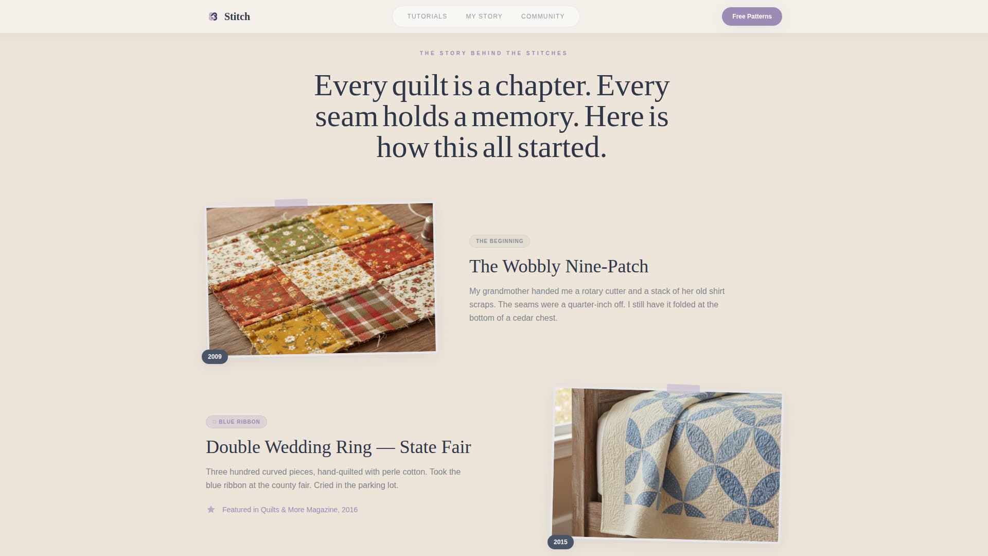 Quilting & Sewing Content Specialist Professional Website Template