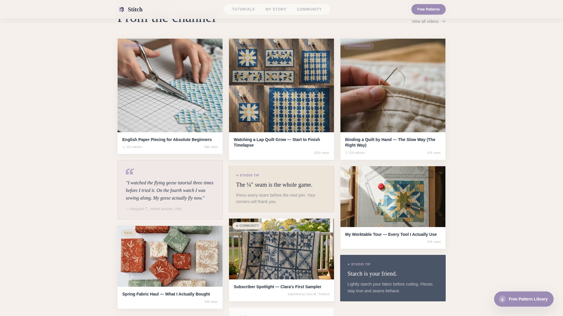 Quilting & Sewing Content Specialist Professional Website Template