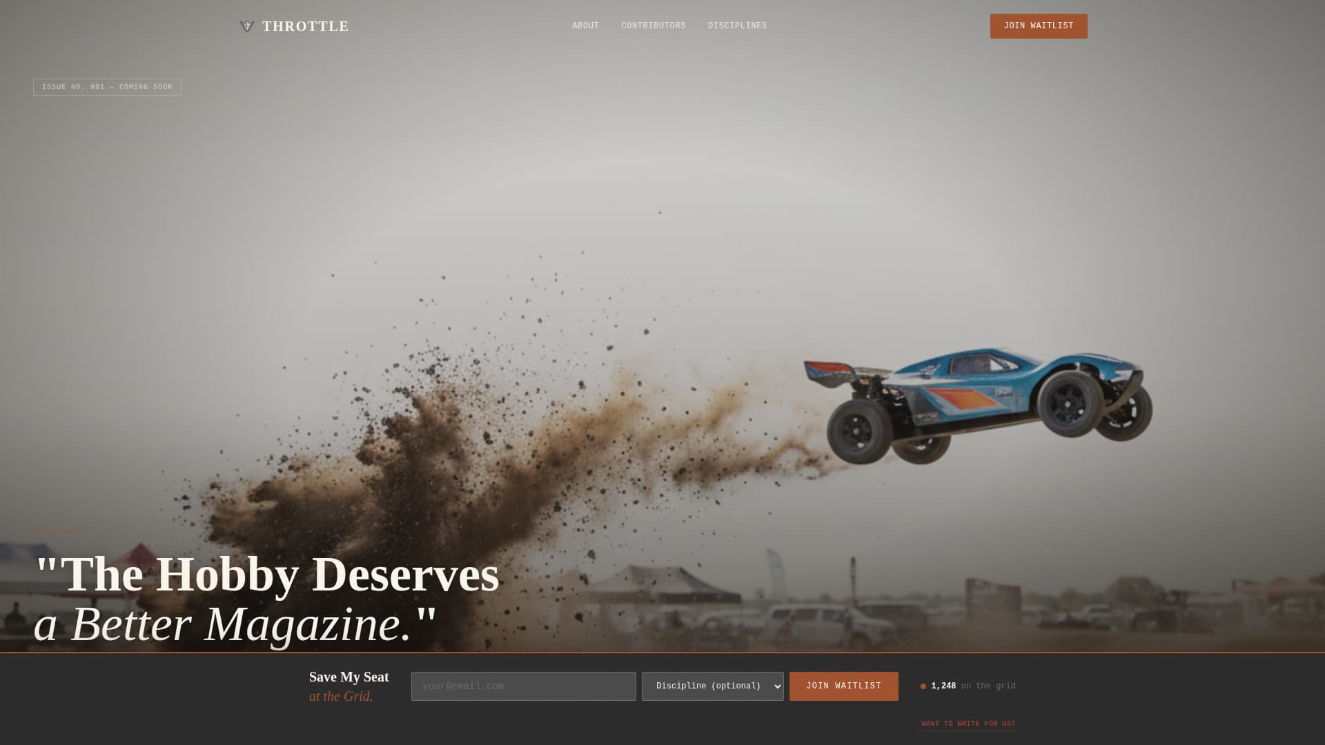 Throttle - Bold RC Racing Landing Page Template