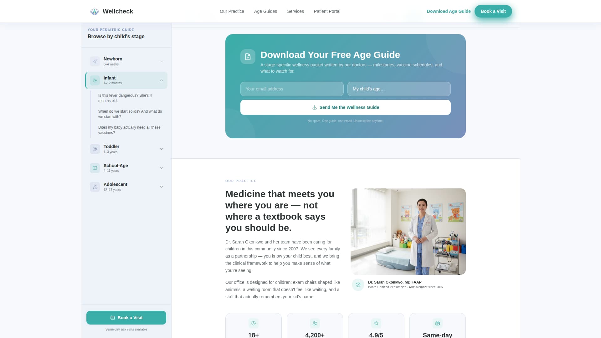 Wellcheck - Trusted Pediatrician Landing Page Template