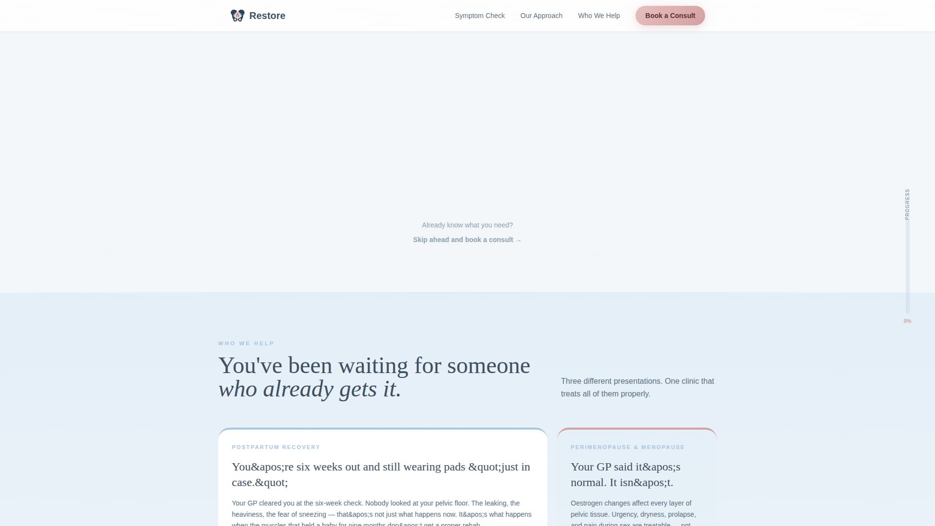 Restore - Trusted Pelvic Health Landing Page Template