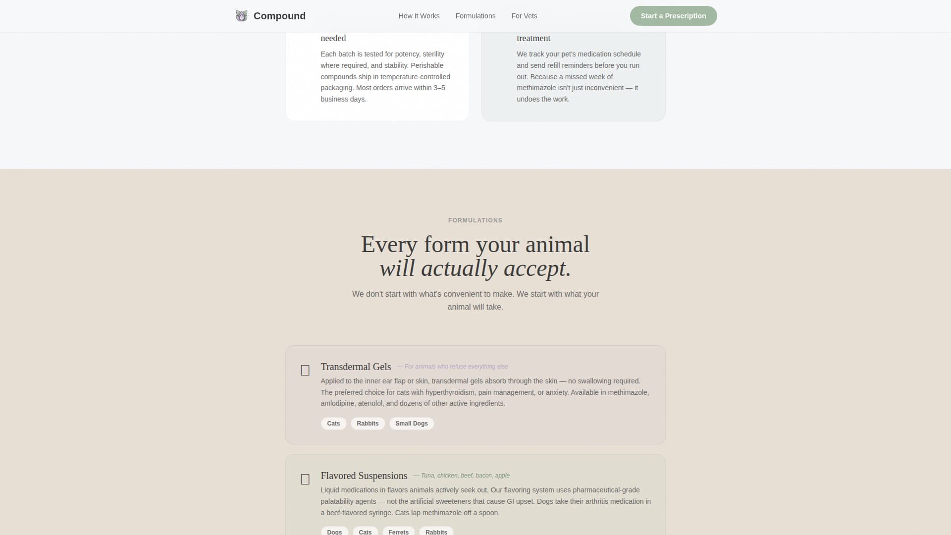Compound - Custom Petpharmacy Landing Page Template