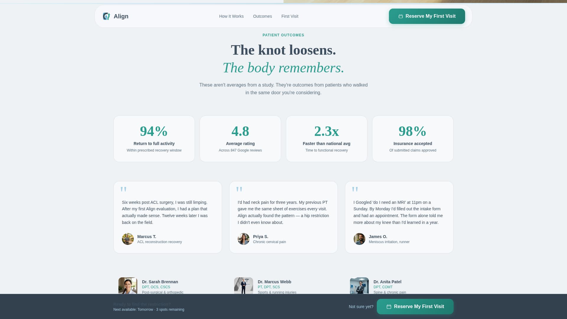 Align - Trusted Physical Therapy Landing Page Template