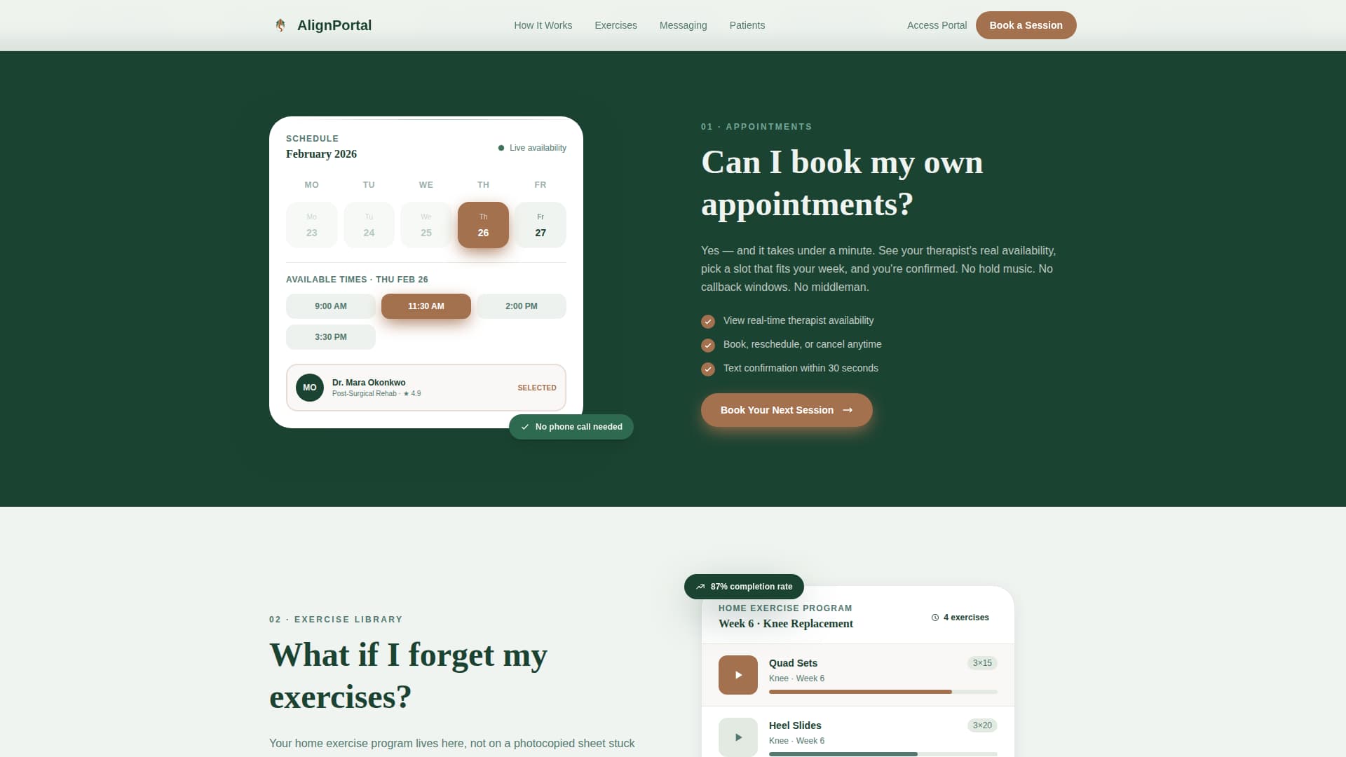 Physical Therapist Patient Booking Website Template