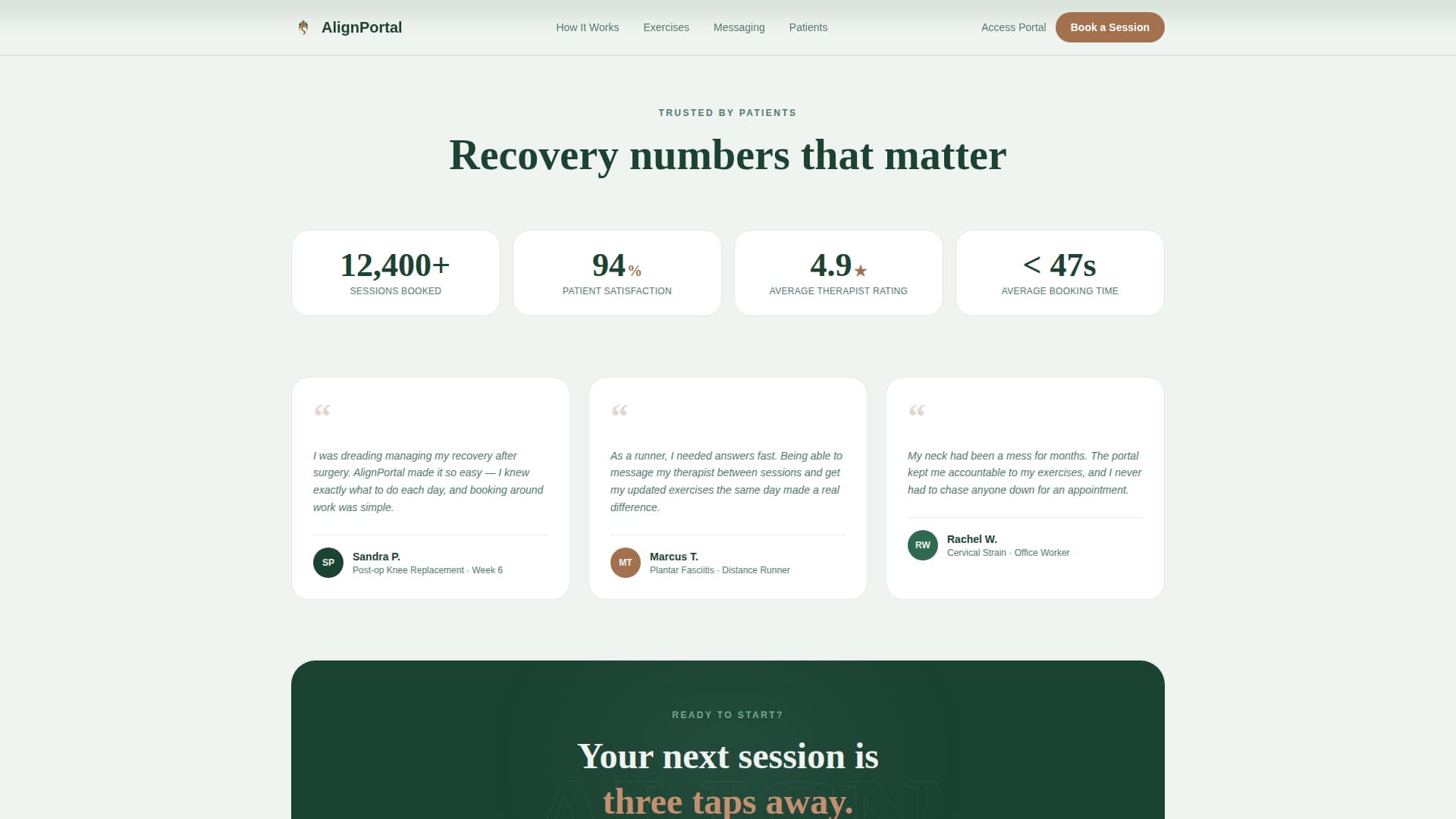 Physical Therapist Patient Booking Website Template