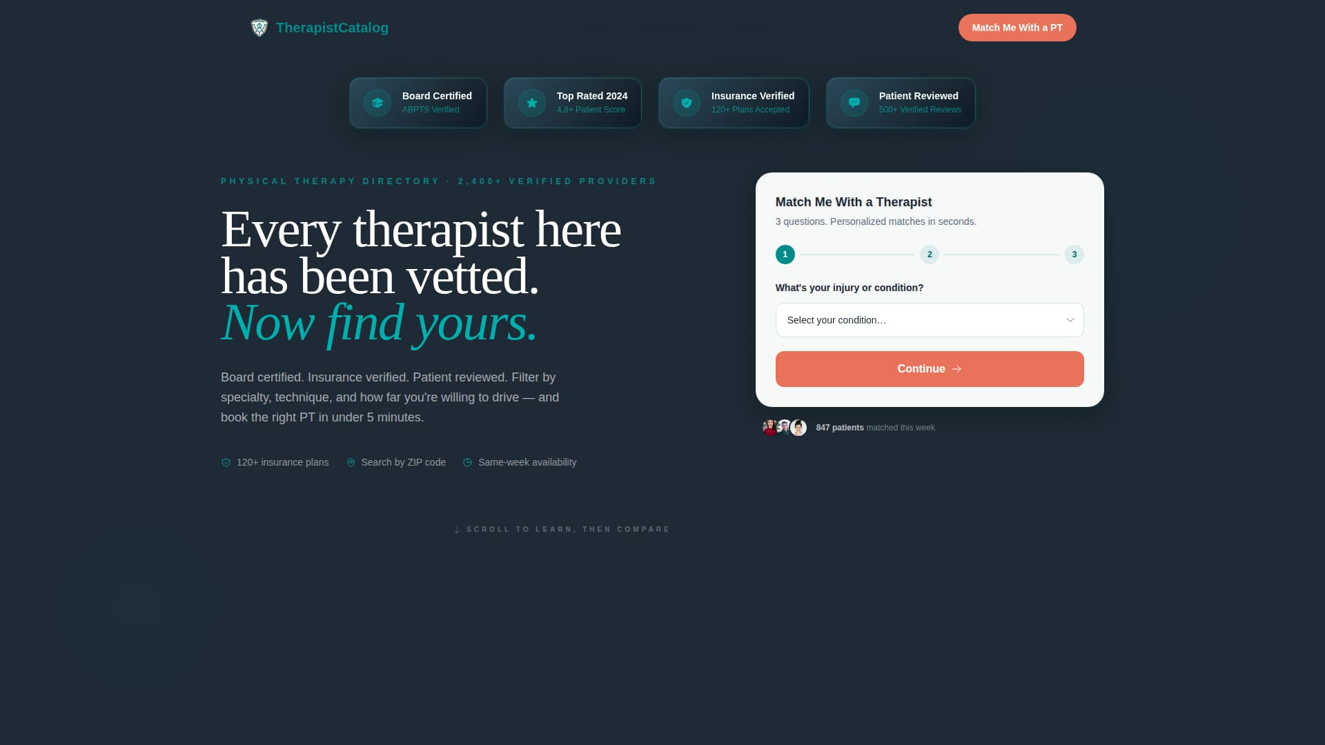 Therapist Catalog - Trusted Physical Therapist Landing Page Template