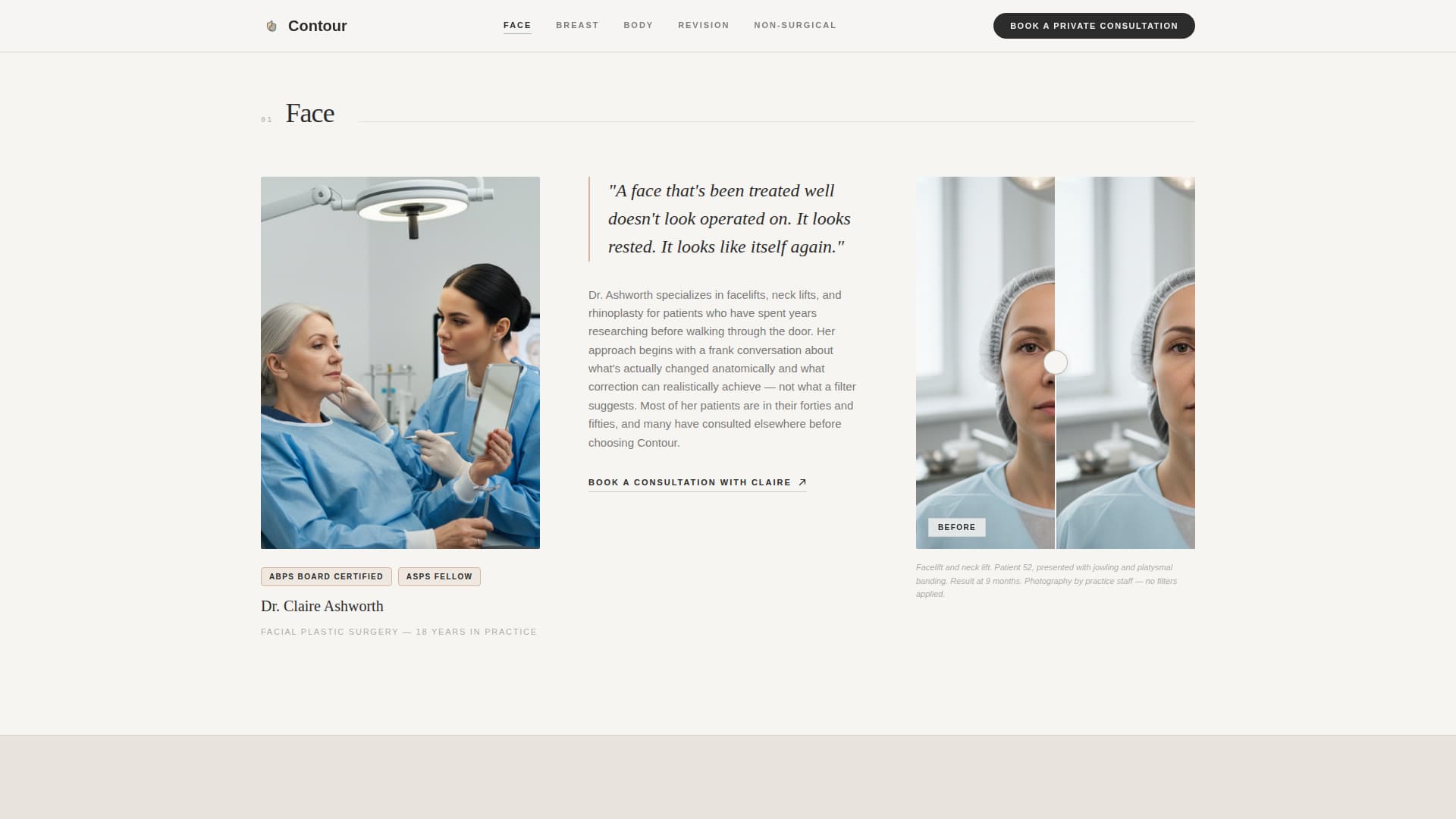 Contour - Trusted Plastic Surgeon Landing Page Template