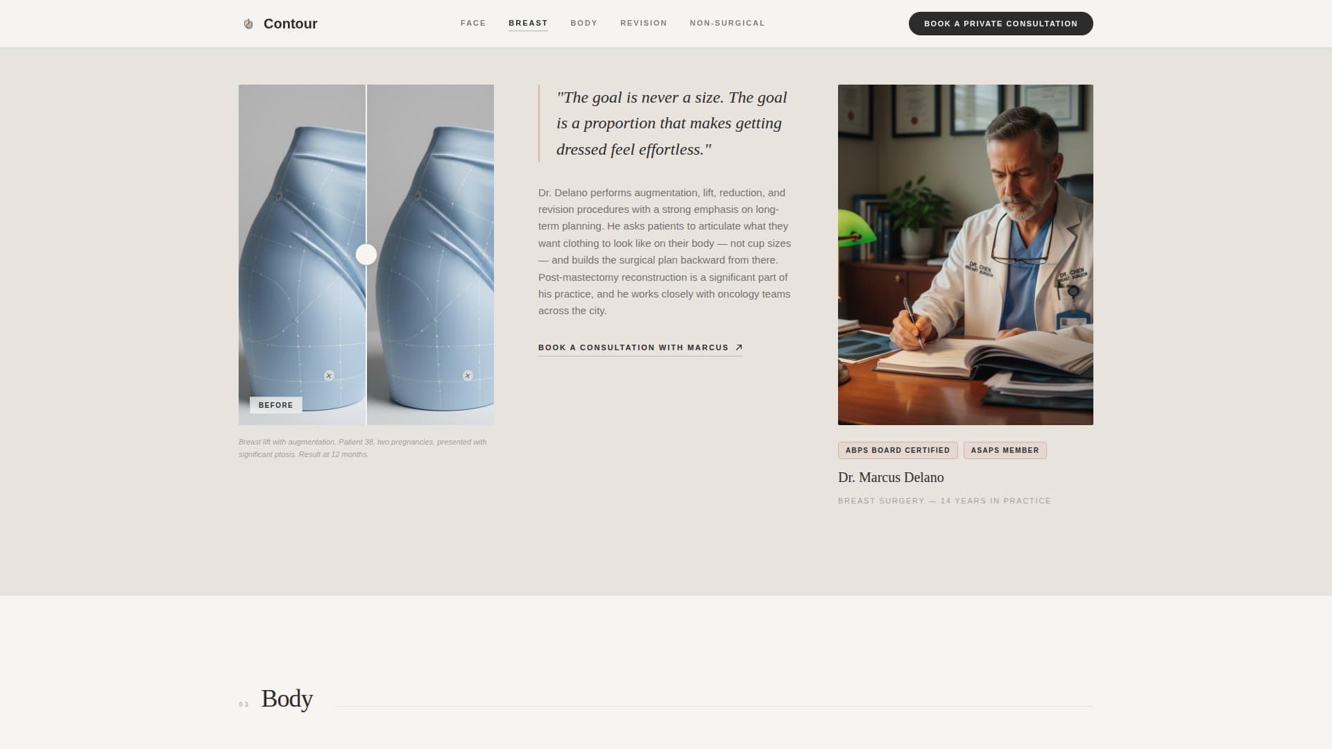 Contour - Trusted Plastic Surgeon Landing Page Template
