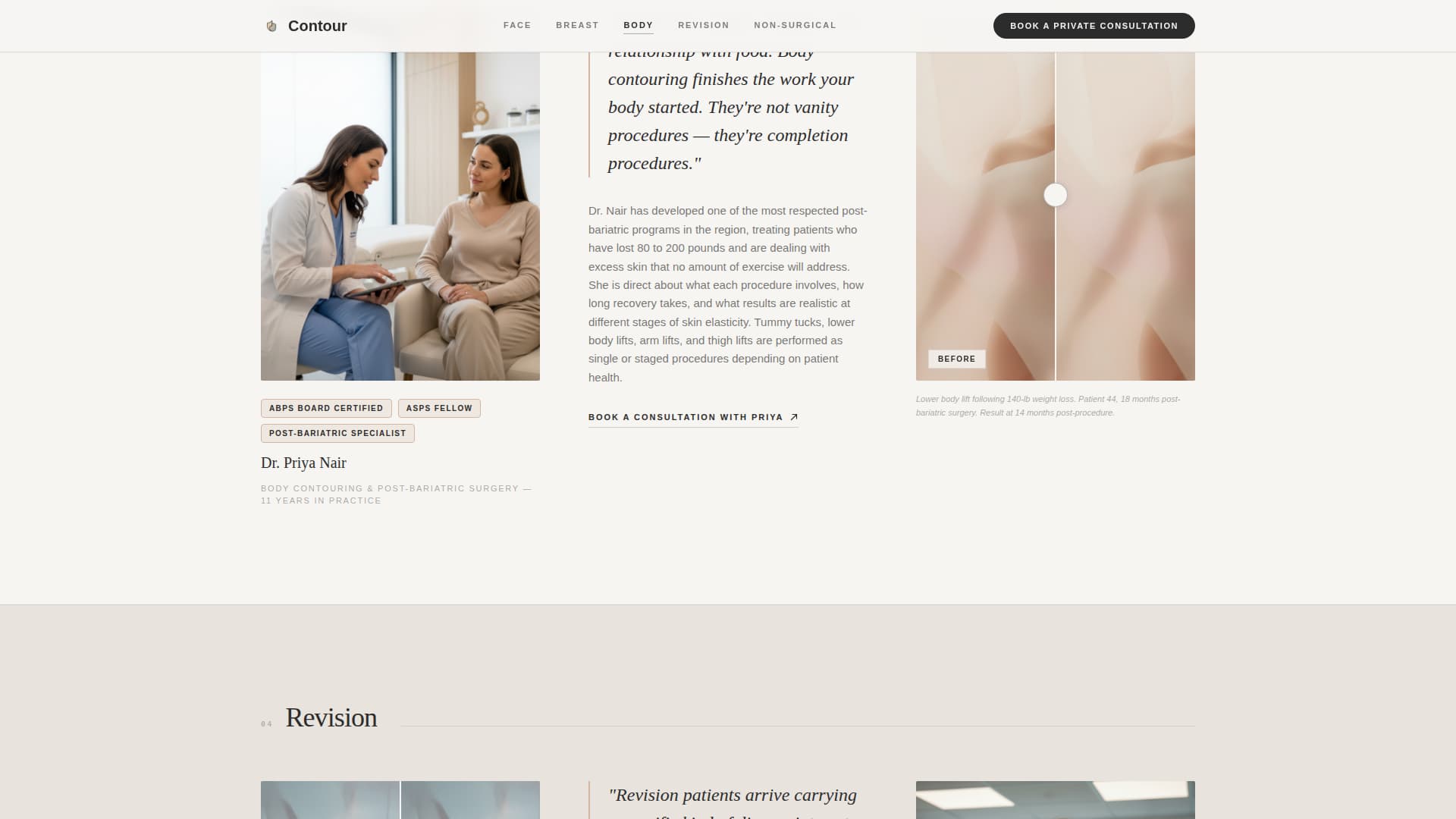 Contour - Trusted Plastic Surgeon Landing Page Template