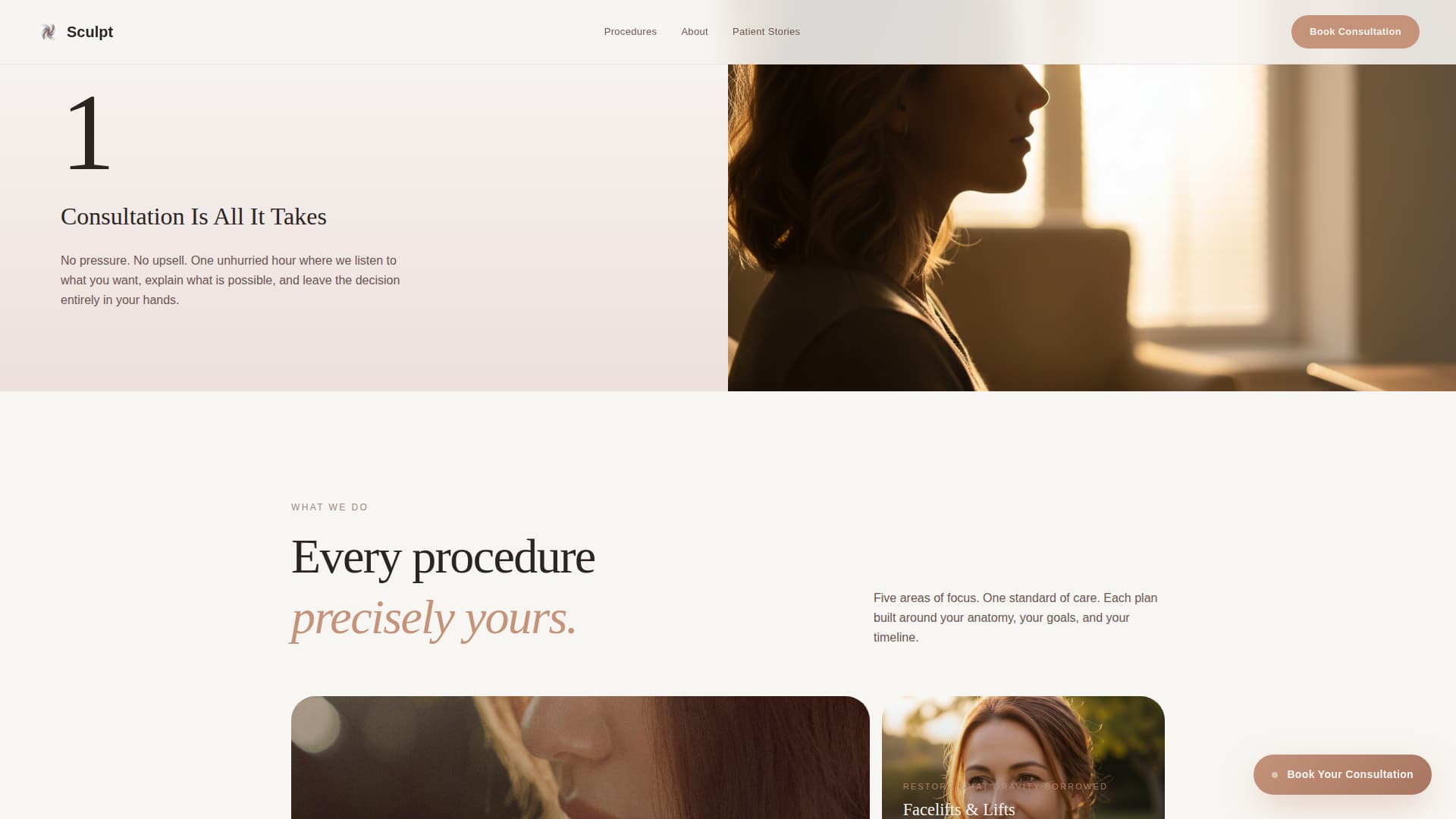 Sculpt - Precision Surgeon Landing Page Template