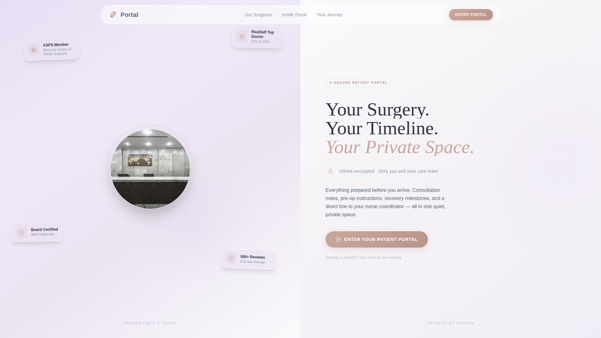 Portal - Exclusive Surgeon Landing Page Template