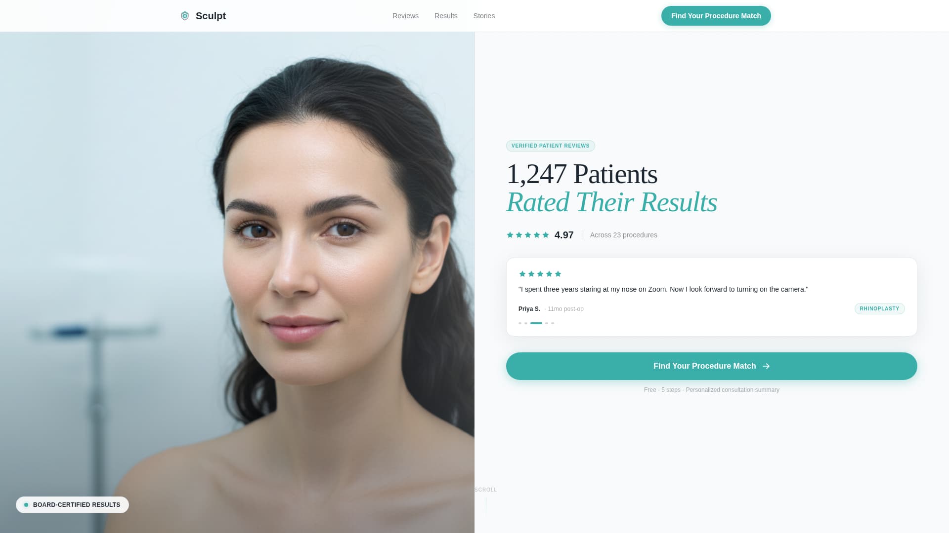 Sculpt - Trusted Plastic Surgeon Landing Page Template