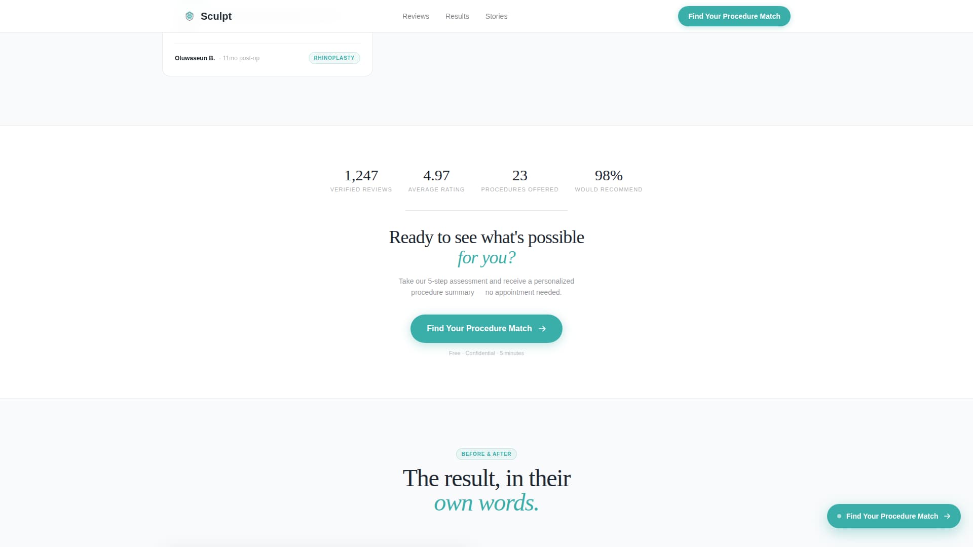 Sculpt - Trusted Plastic Surgeon Landing Page Template