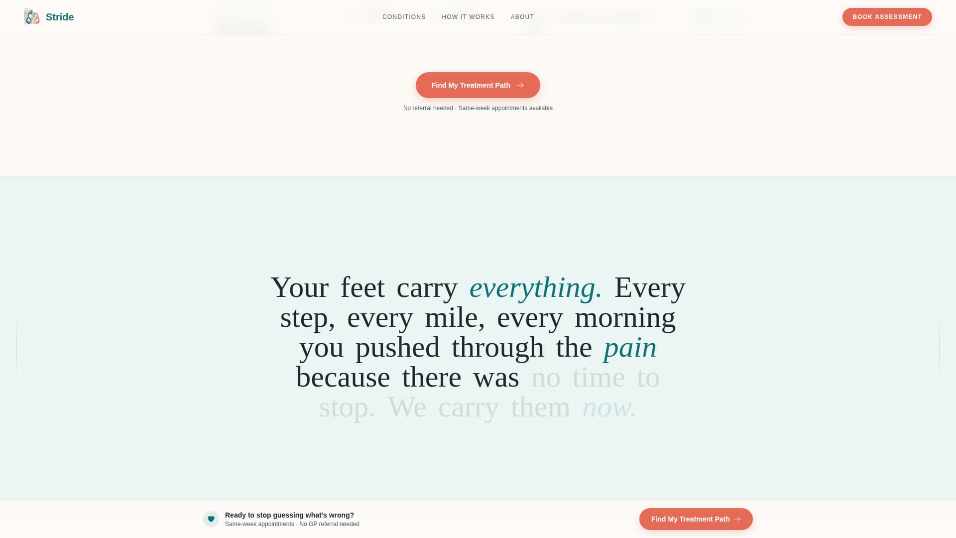 Stride - Healing Podiatrist Landing Page Template