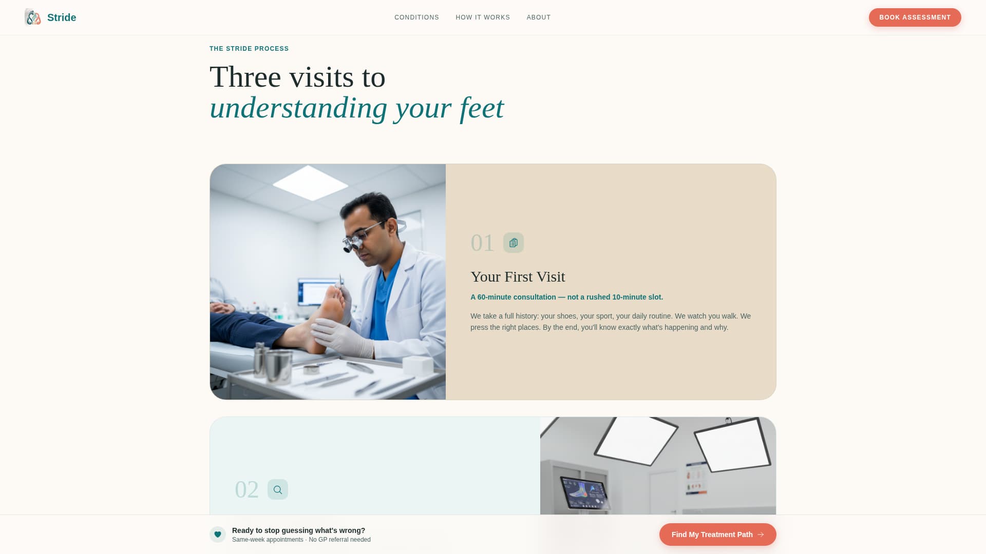 Stride - Healing Podiatrist Landing Page Template