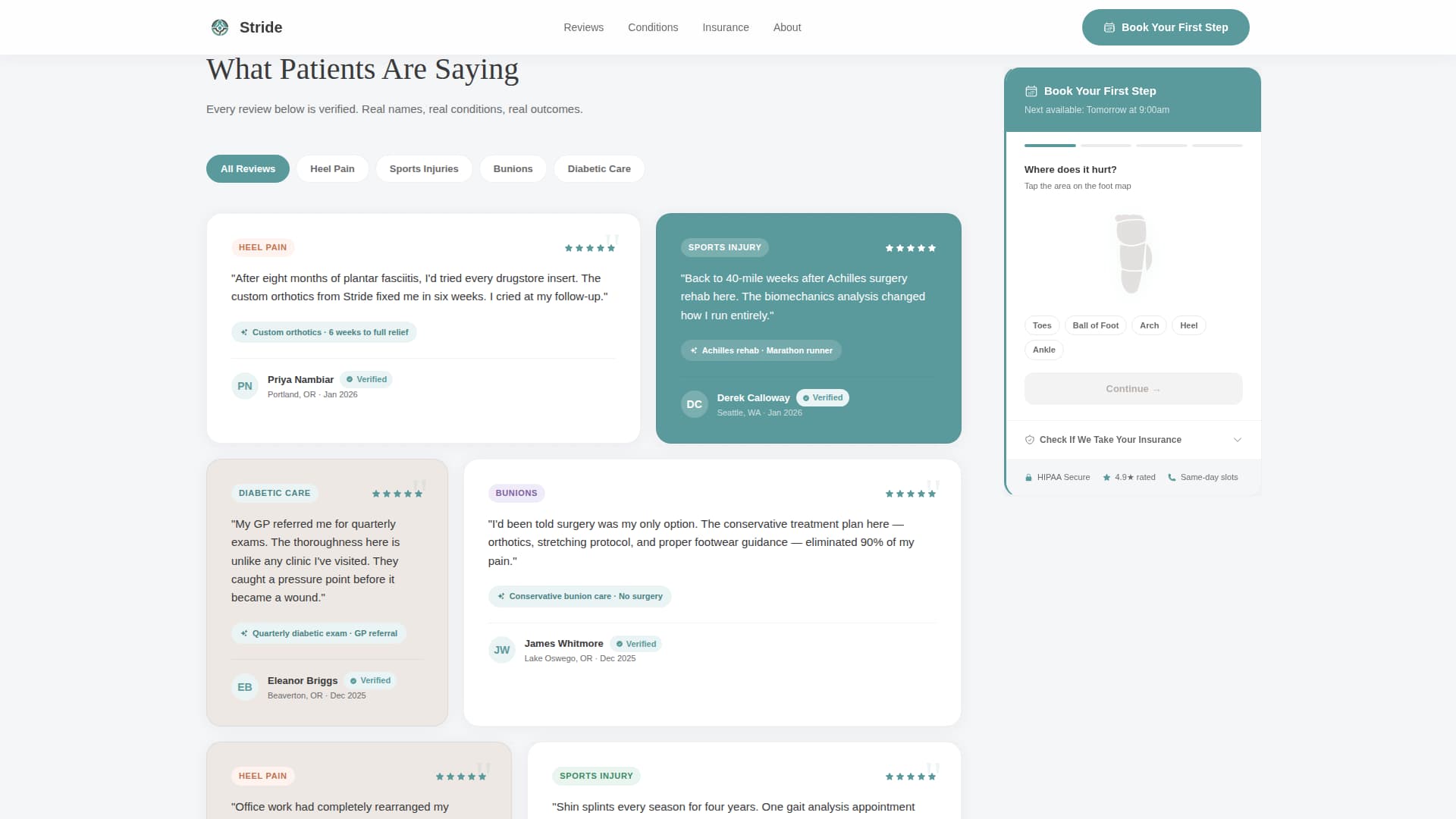 Podiatrist Specialist Booking Website Template