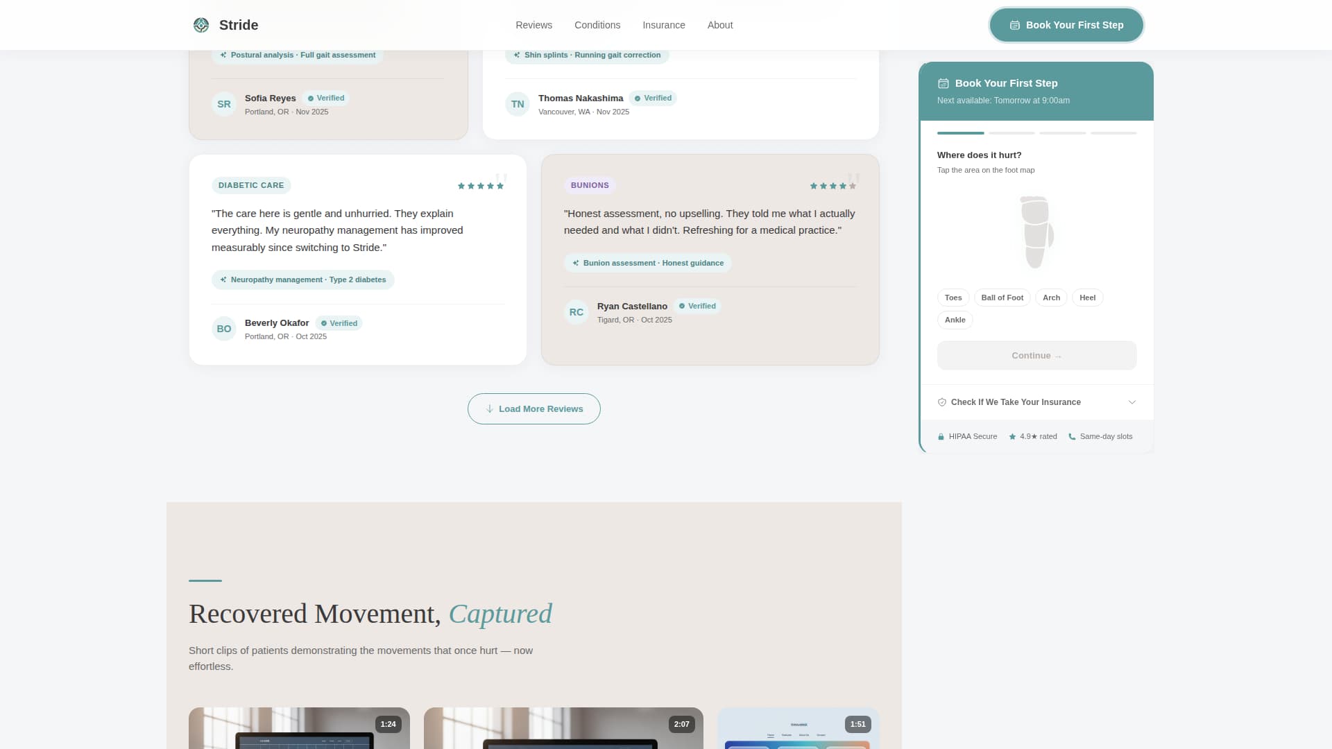 Podiatrist Specialist Booking Website Template