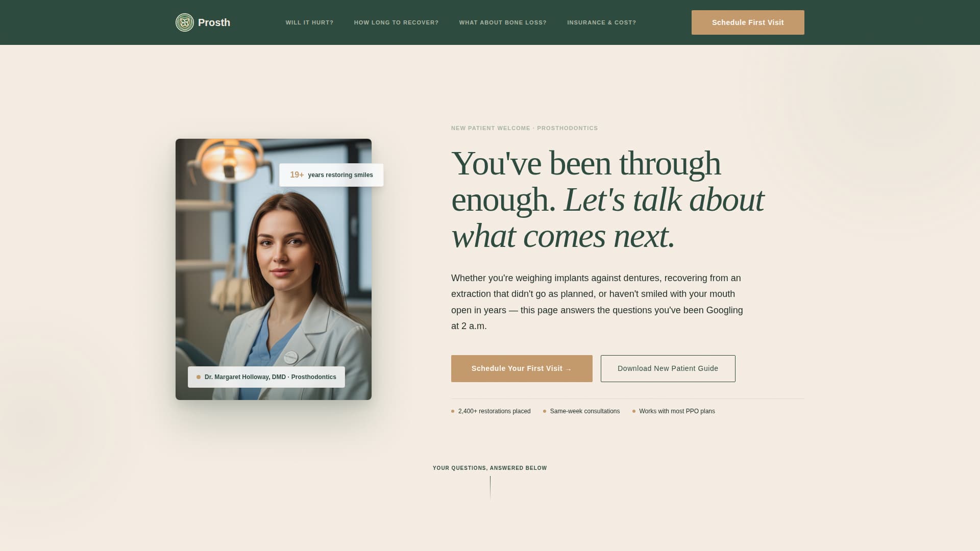 Prosthodontist Booking Website Template