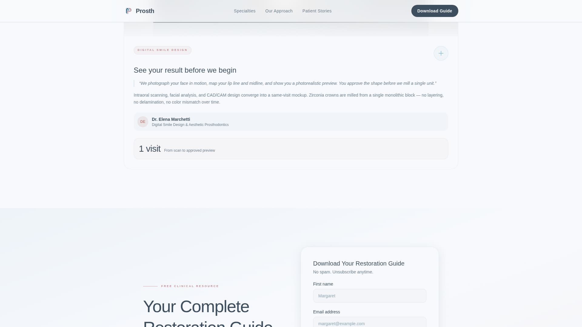 Prosthodontist Portfolio Website Template