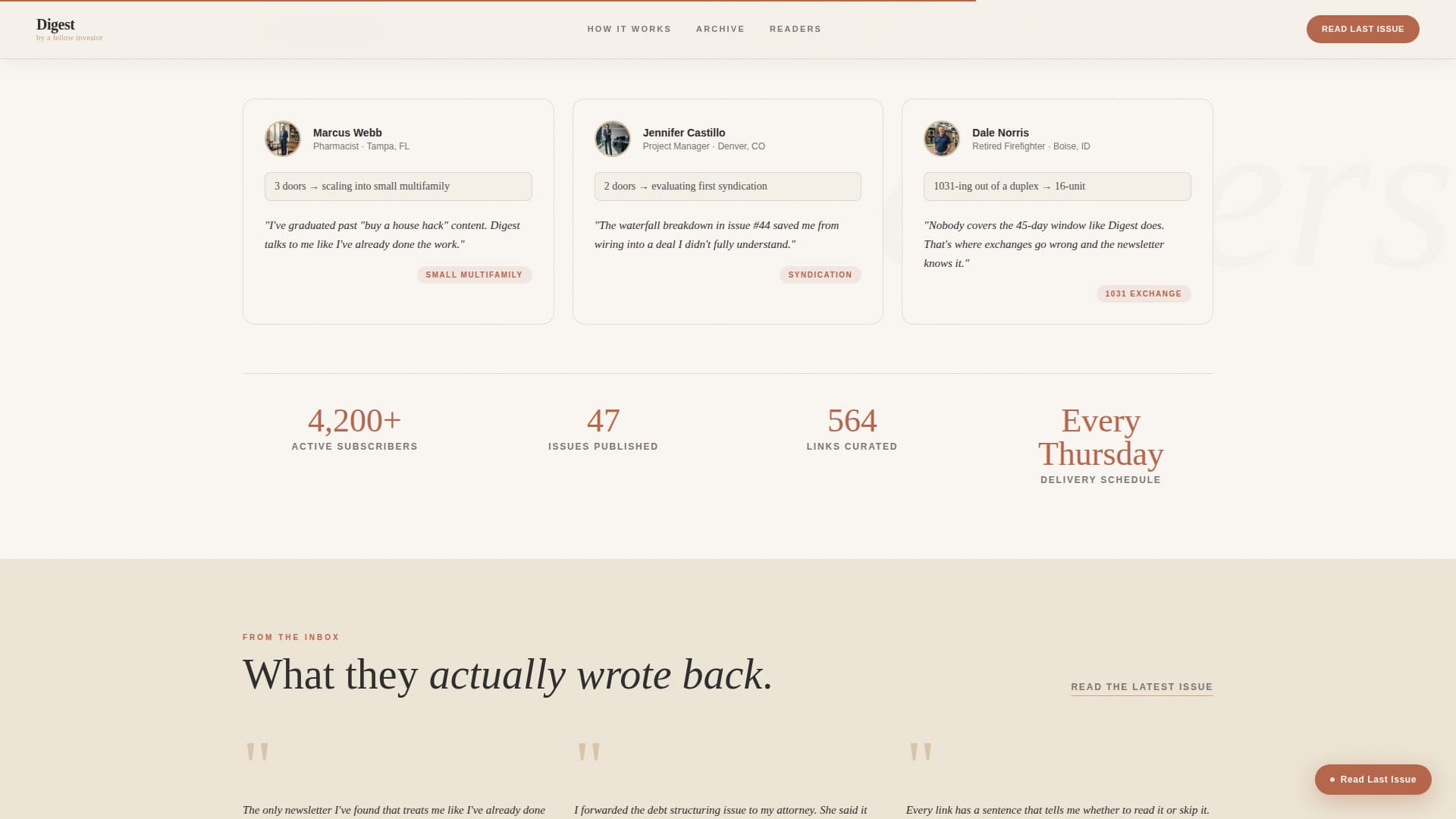 Digest - Curated Real Estate Investing Landing Page Template