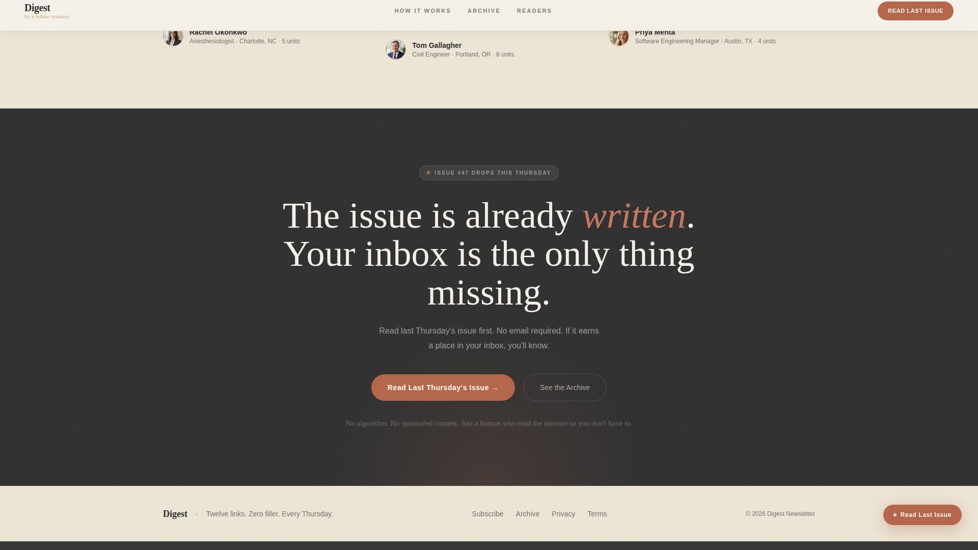 Digest - Curated Real Estate Investing Landing Page Template