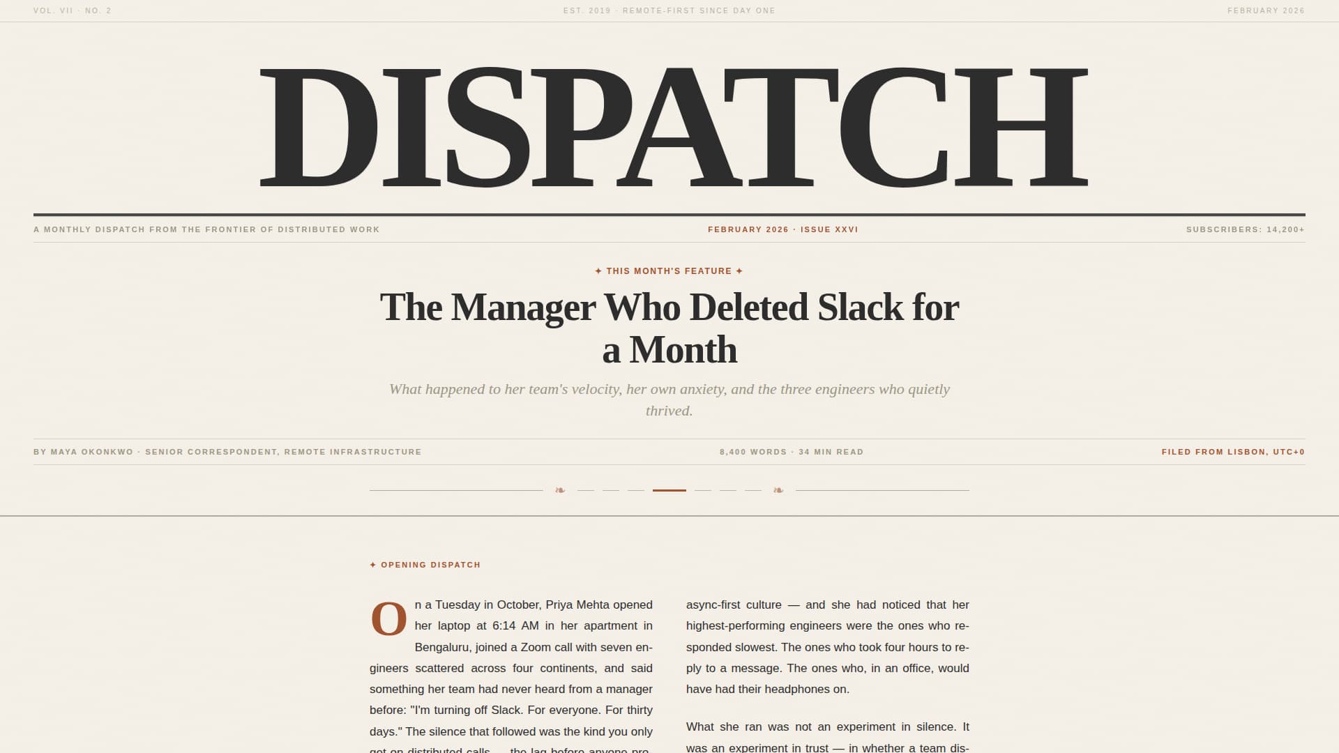 Remote Work Newsletter Blog Website Template
