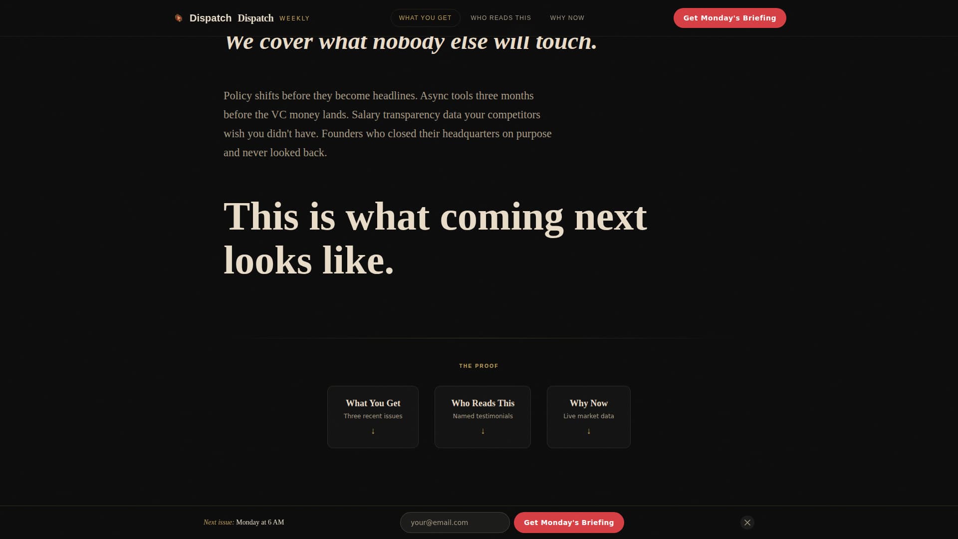 Dispatch - Cinematic Remote Work Landing Page Template