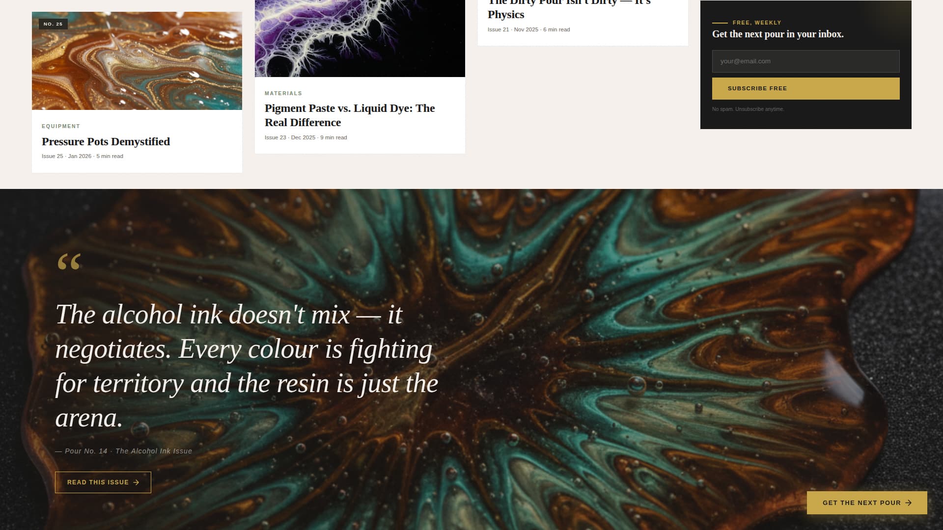 Pour - Stunning Resin Art Landing Page Template