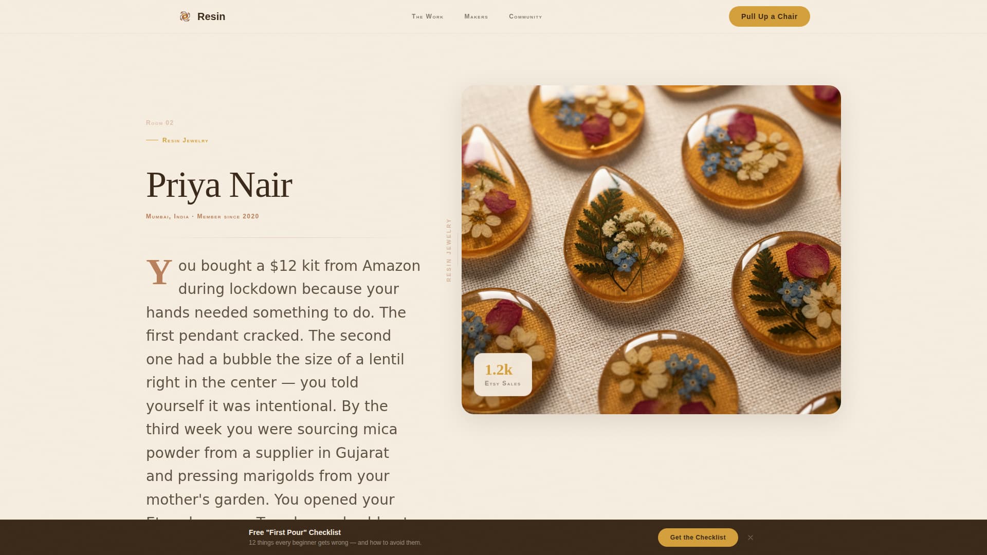 Resin Art & Craft Content Specialist Blog Website Template