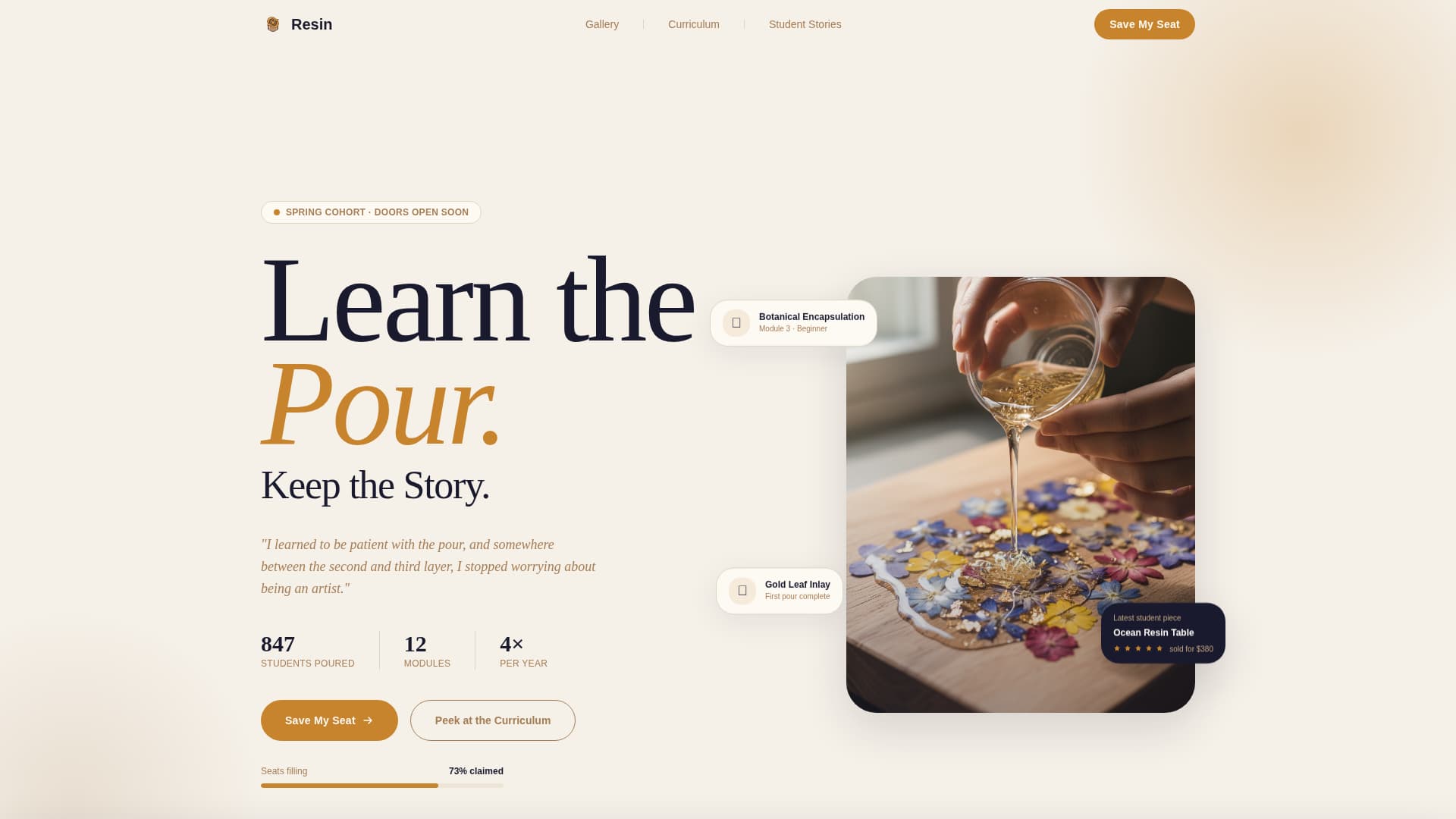 Resin Art & Craft Content Pre-Launch Website Template