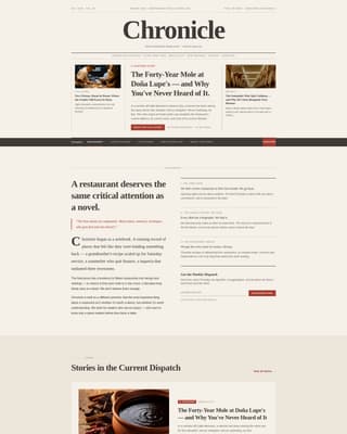 Chronicle - Compelling Restaurant Review Landing Page Template