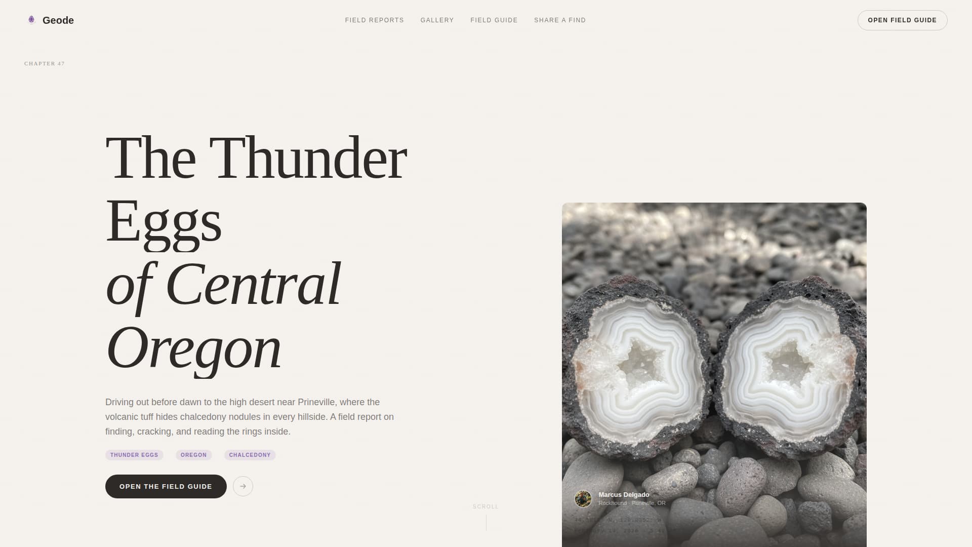 Geode - Captivating Rock Hounding Landing Page Template
