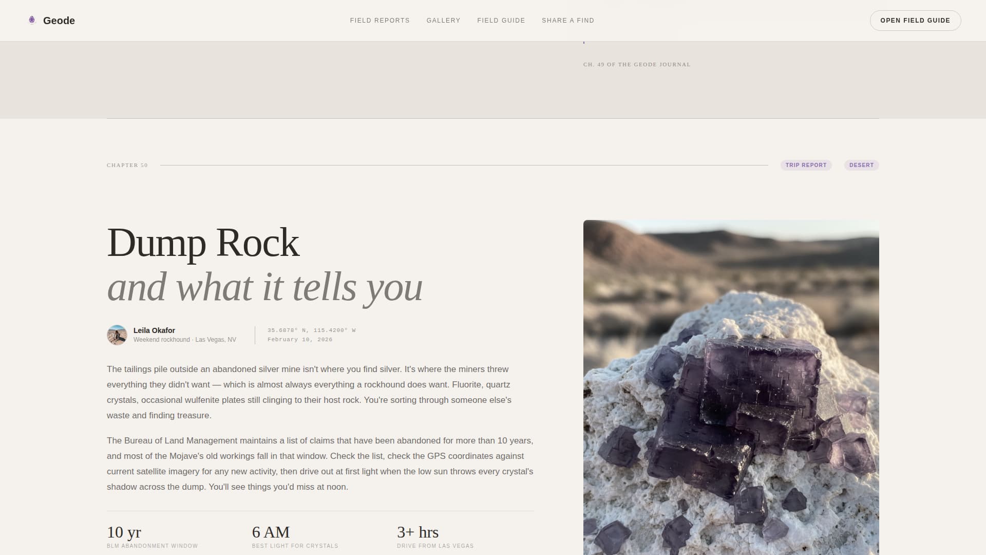 Geode - Captivating Rock Hounding Landing Page Template