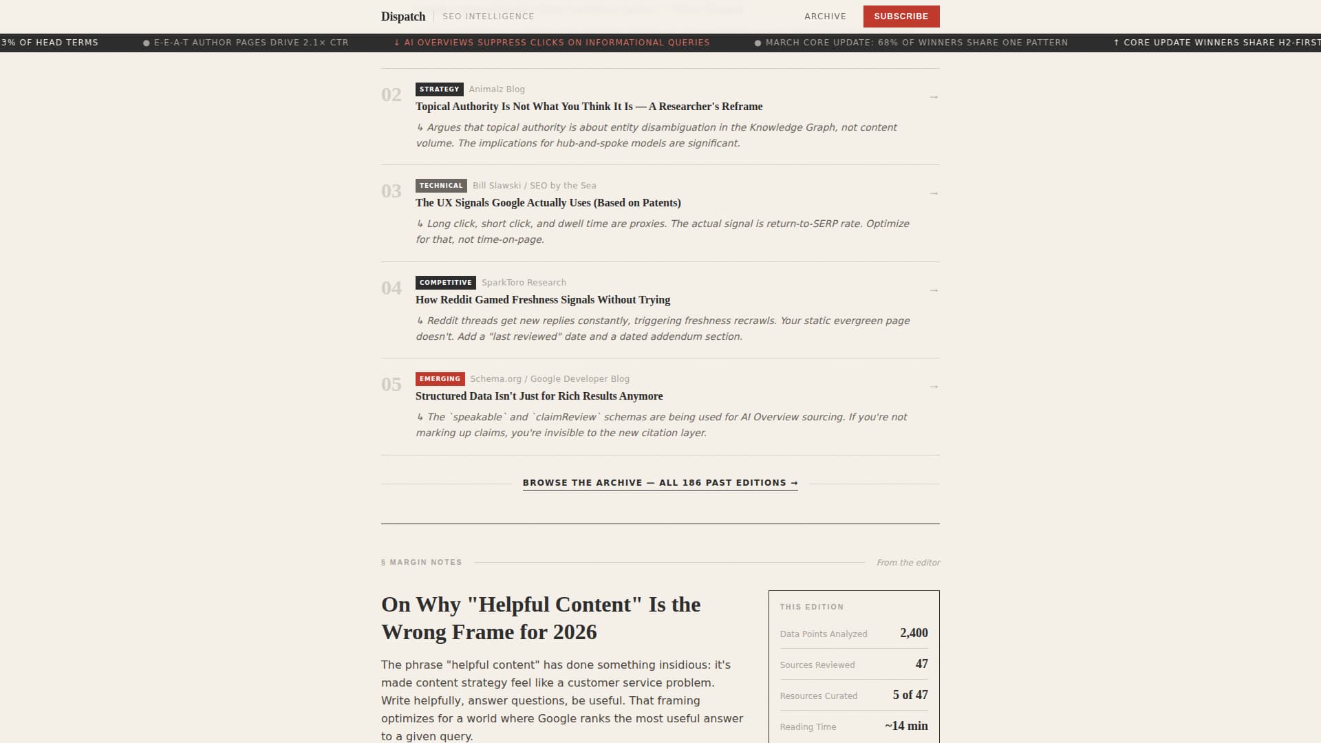 Dispatch - Insightful Content Newsletter Landing Page Template