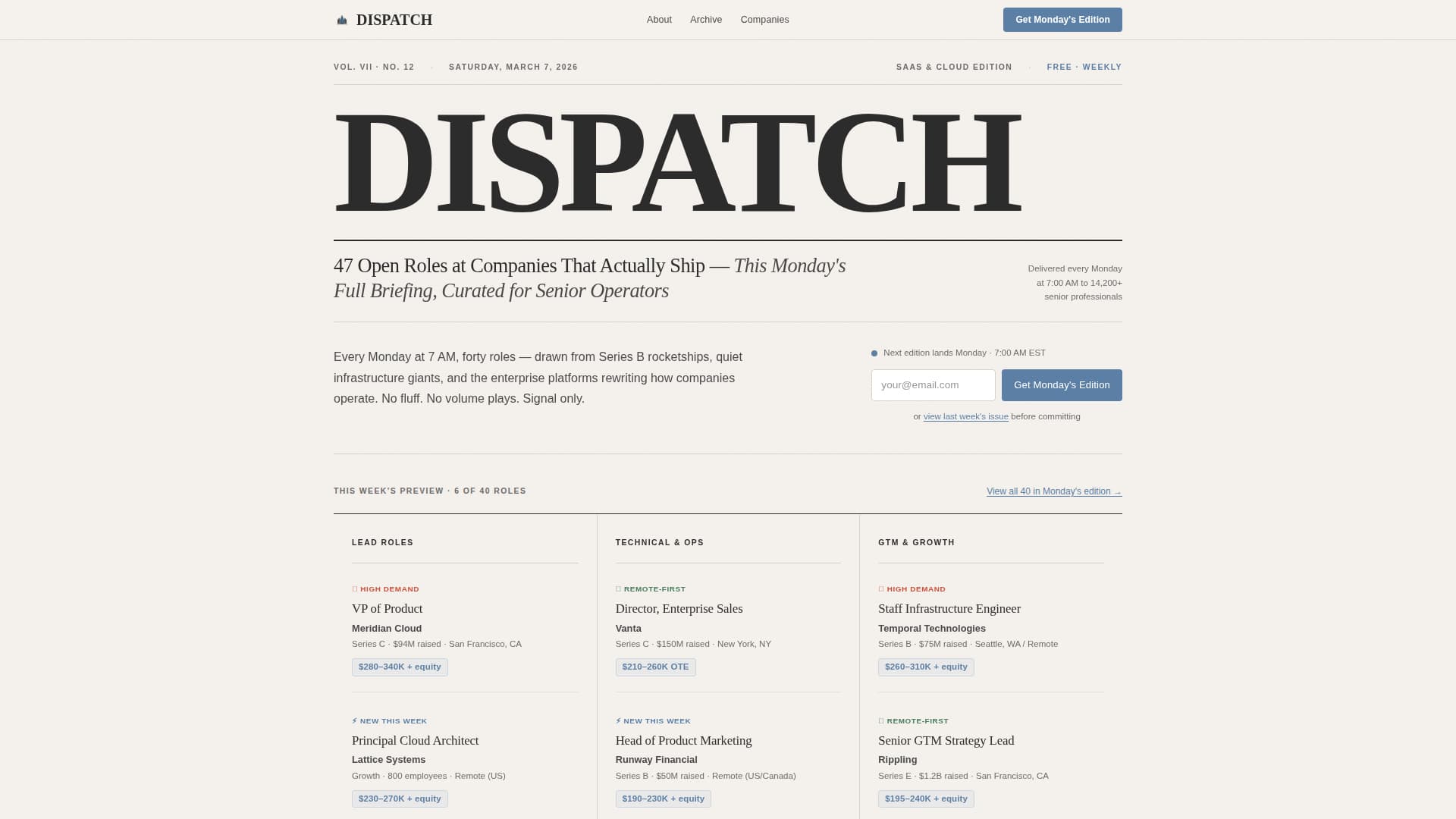 Dispatch - Authoritative SaaS Landing Page Template