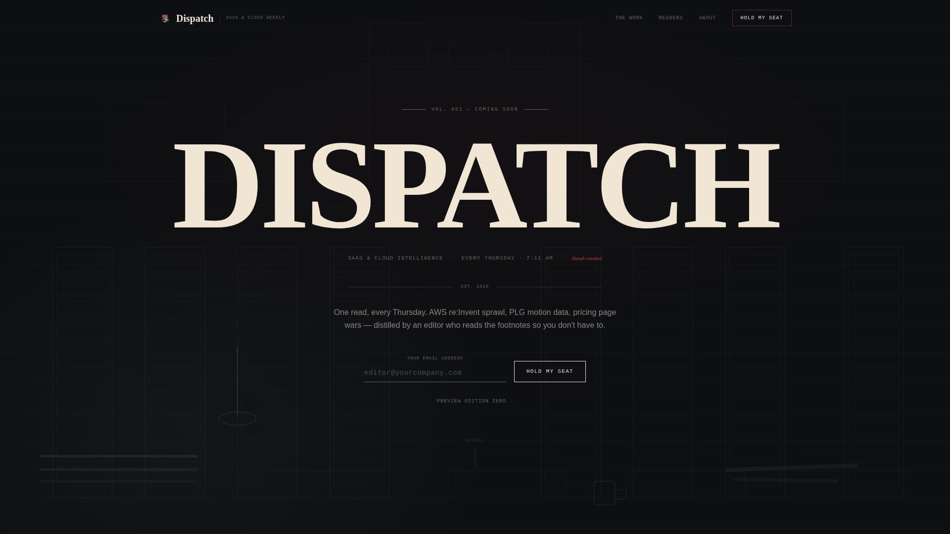 Dispatch - Curated SaaS Newsletter Landing Page Template