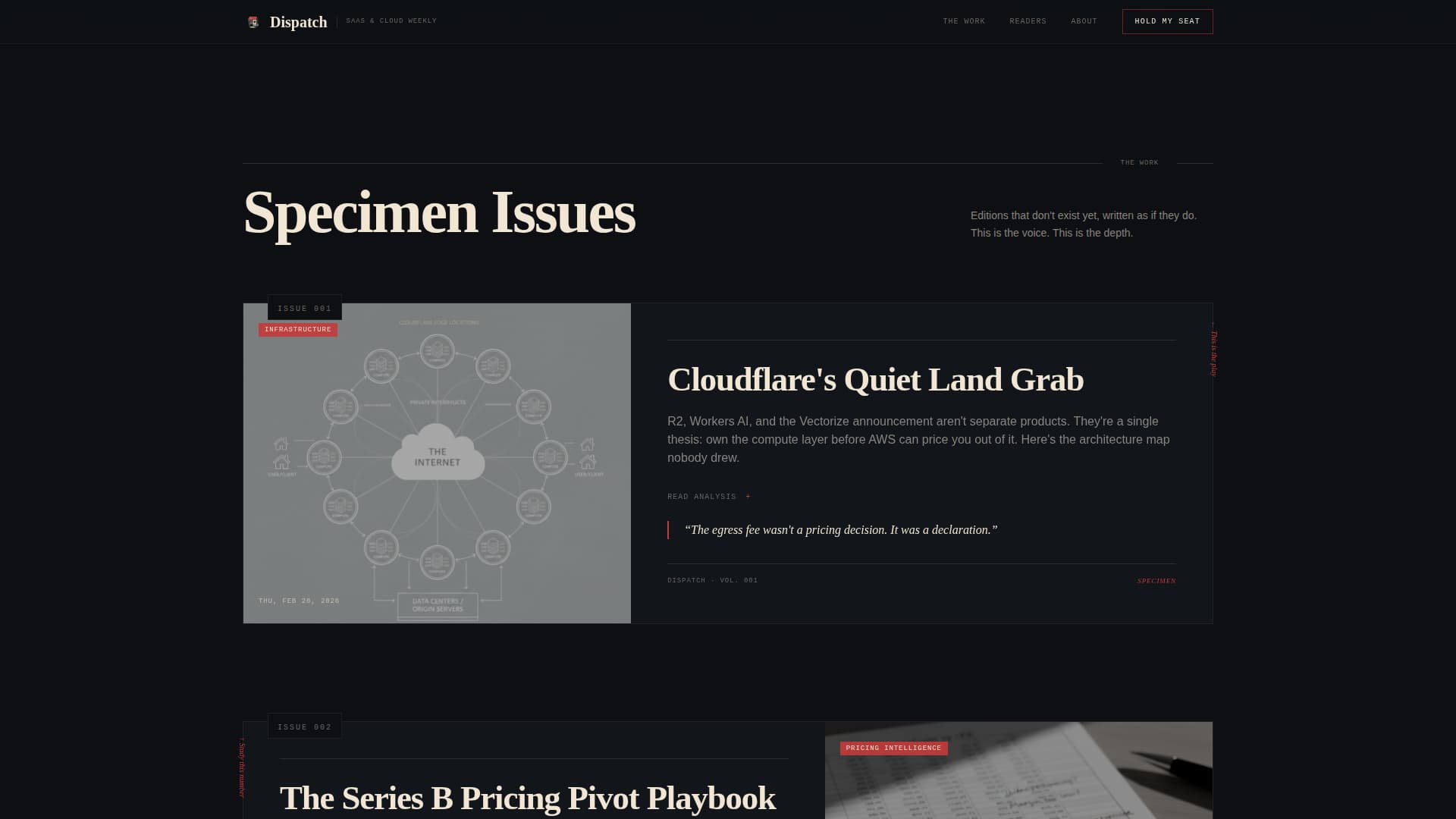 Dispatch - Curated SaaS Newsletter Landing Page Template