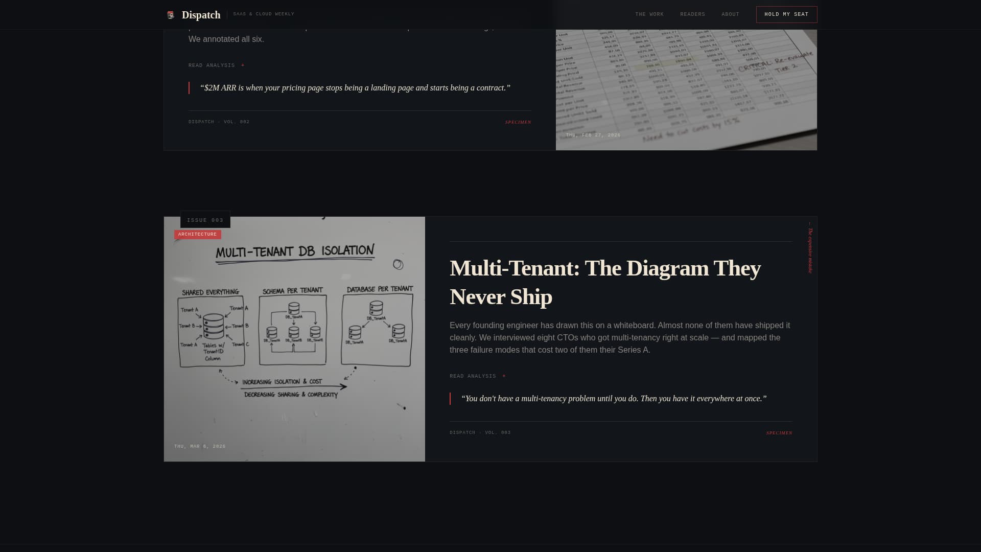 Dispatch - Curated SaaS Newsletter Landing Page Template