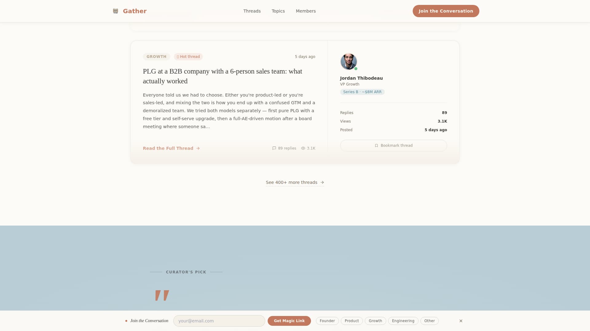 Gather - Thriving SaaS Community Landing Page Template