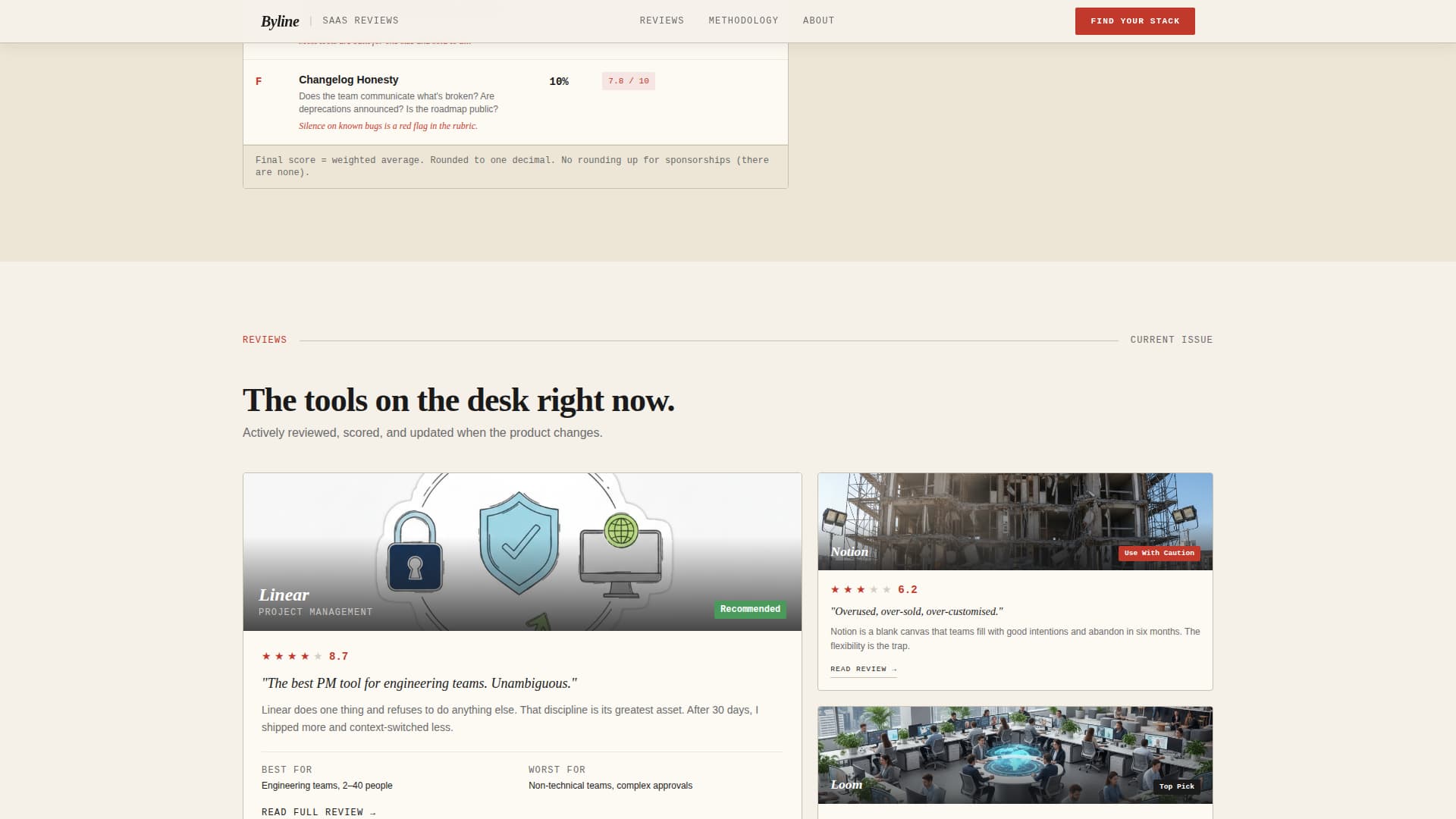 Byline - Honest SaaS Review Landing Page Template