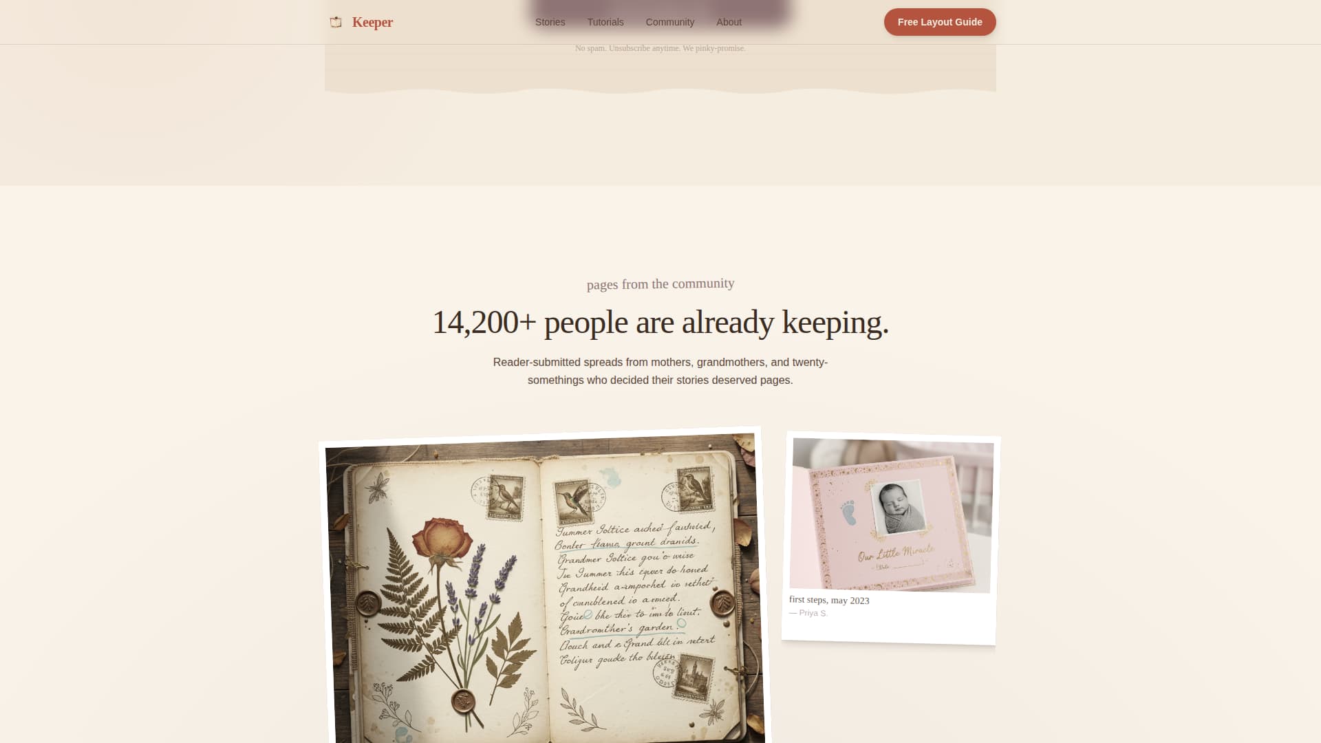 Scrapbooking & Memory Keeping Content Blog Website Template