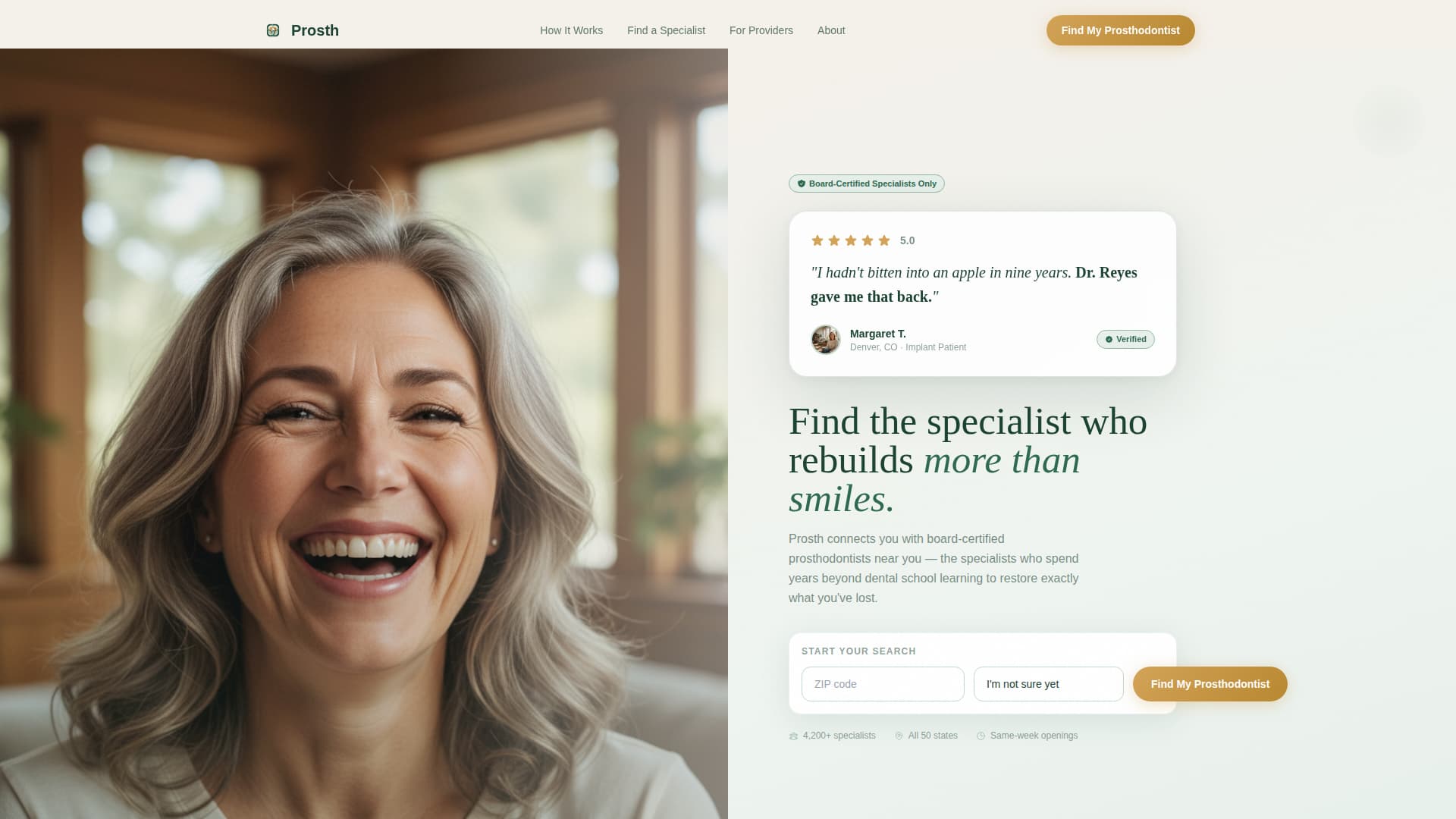 Prosthodontist Specialist Booking Website Template