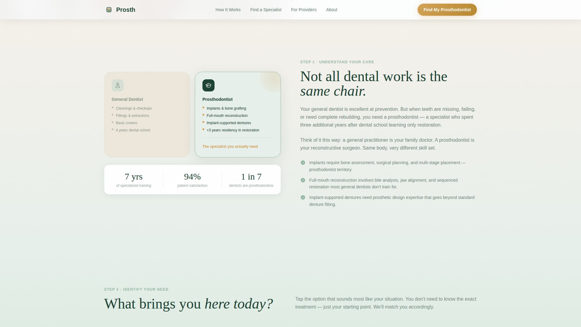 Prosthodontist Specialist Booking Website Template