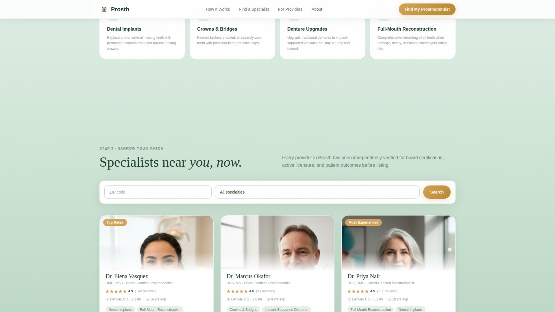 Prosthodontist Specialist Booking Website Template