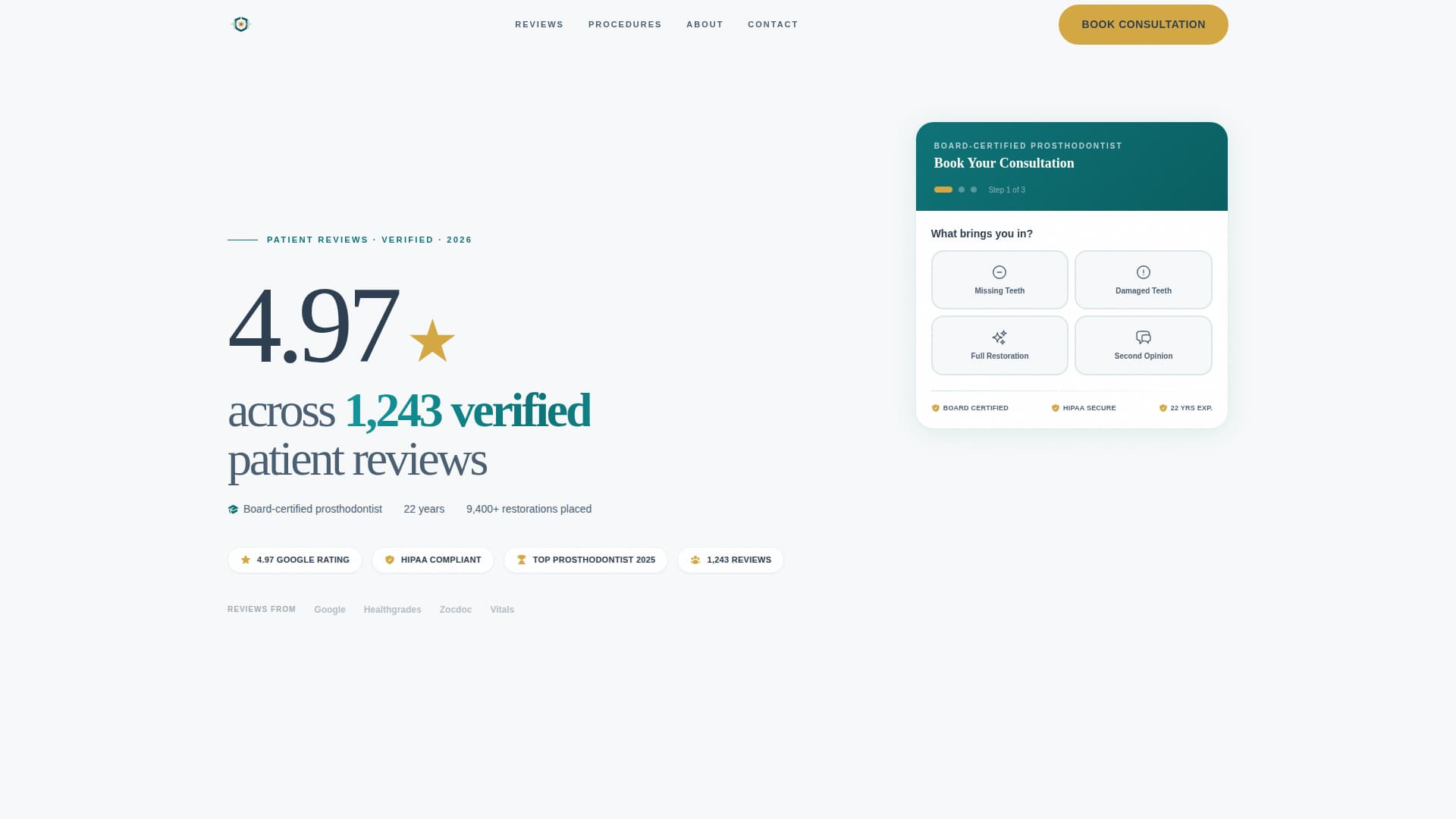 Prosthodontist Reviews Website Template