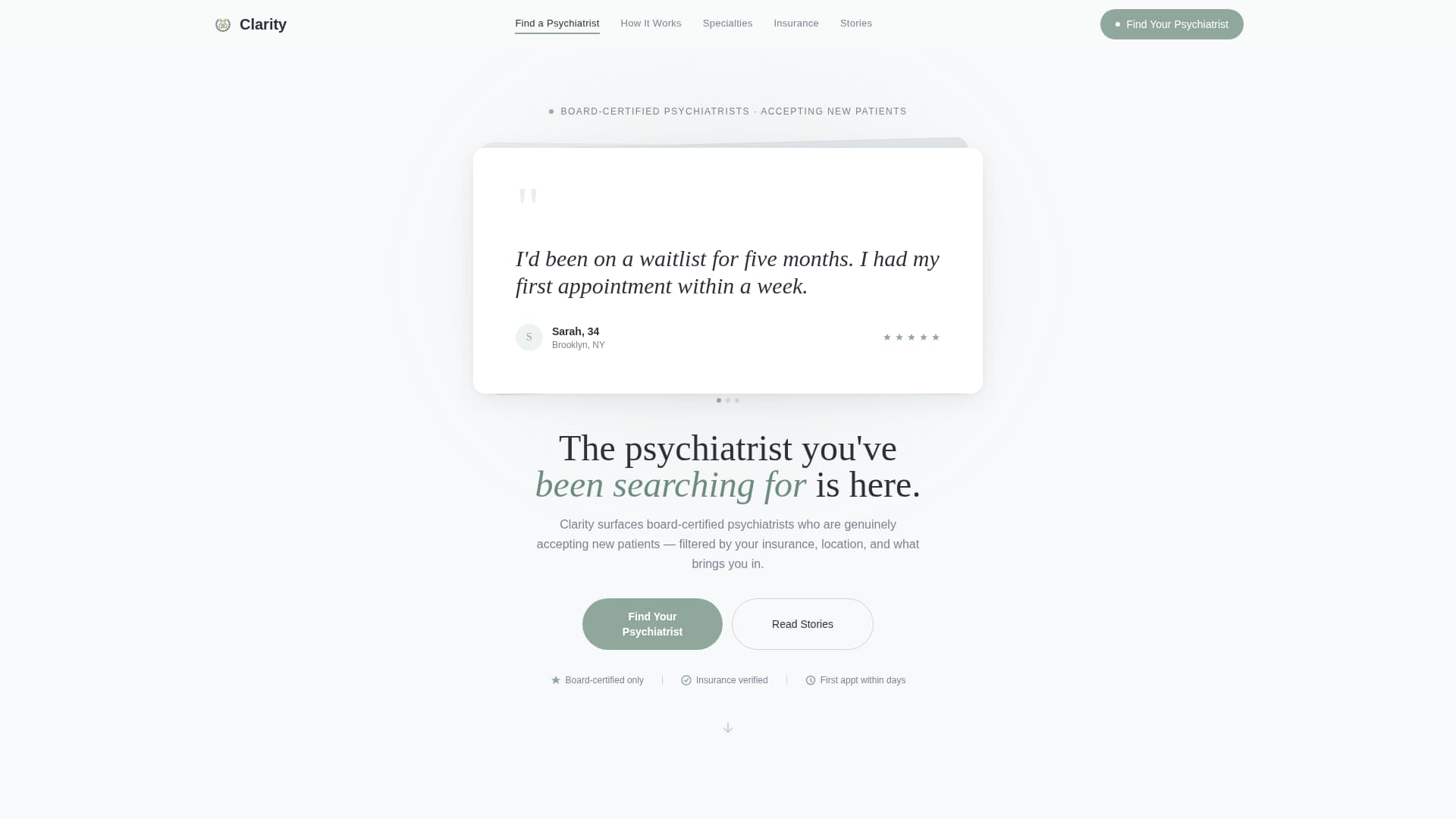 Psychiatrist Specialist Booking Website Template