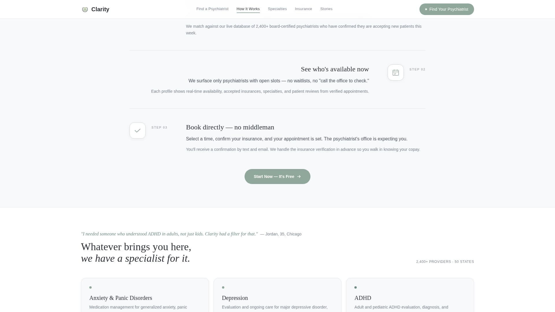 Psychiatrist Specialist Booking Website Template