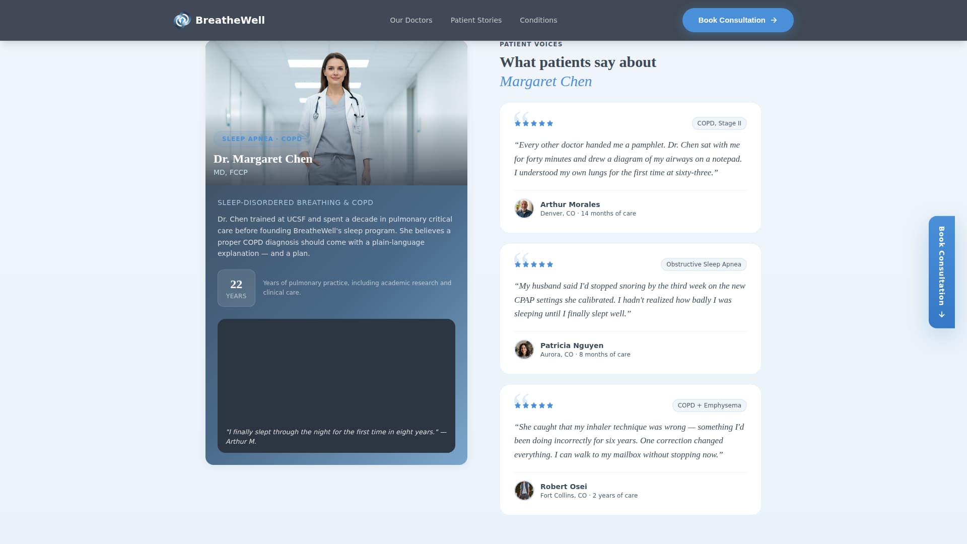 Pulmonologist Specialist Booking Website Template